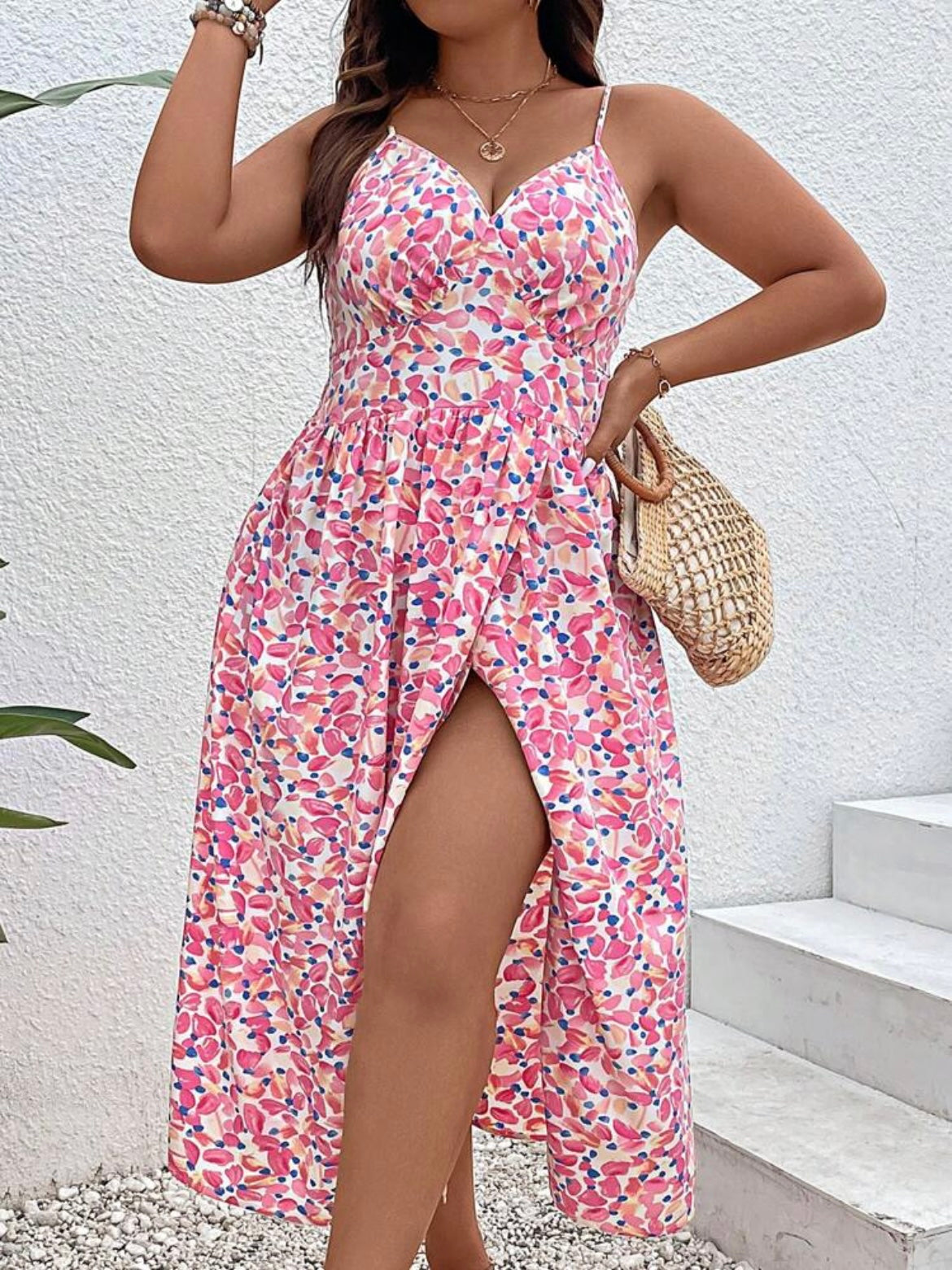 Floral Print Wrap Hem Cami Dress
