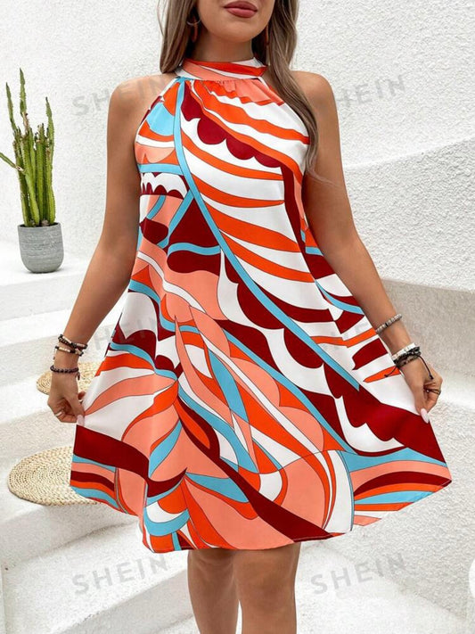 Sleeveless Colorful Printed Dress