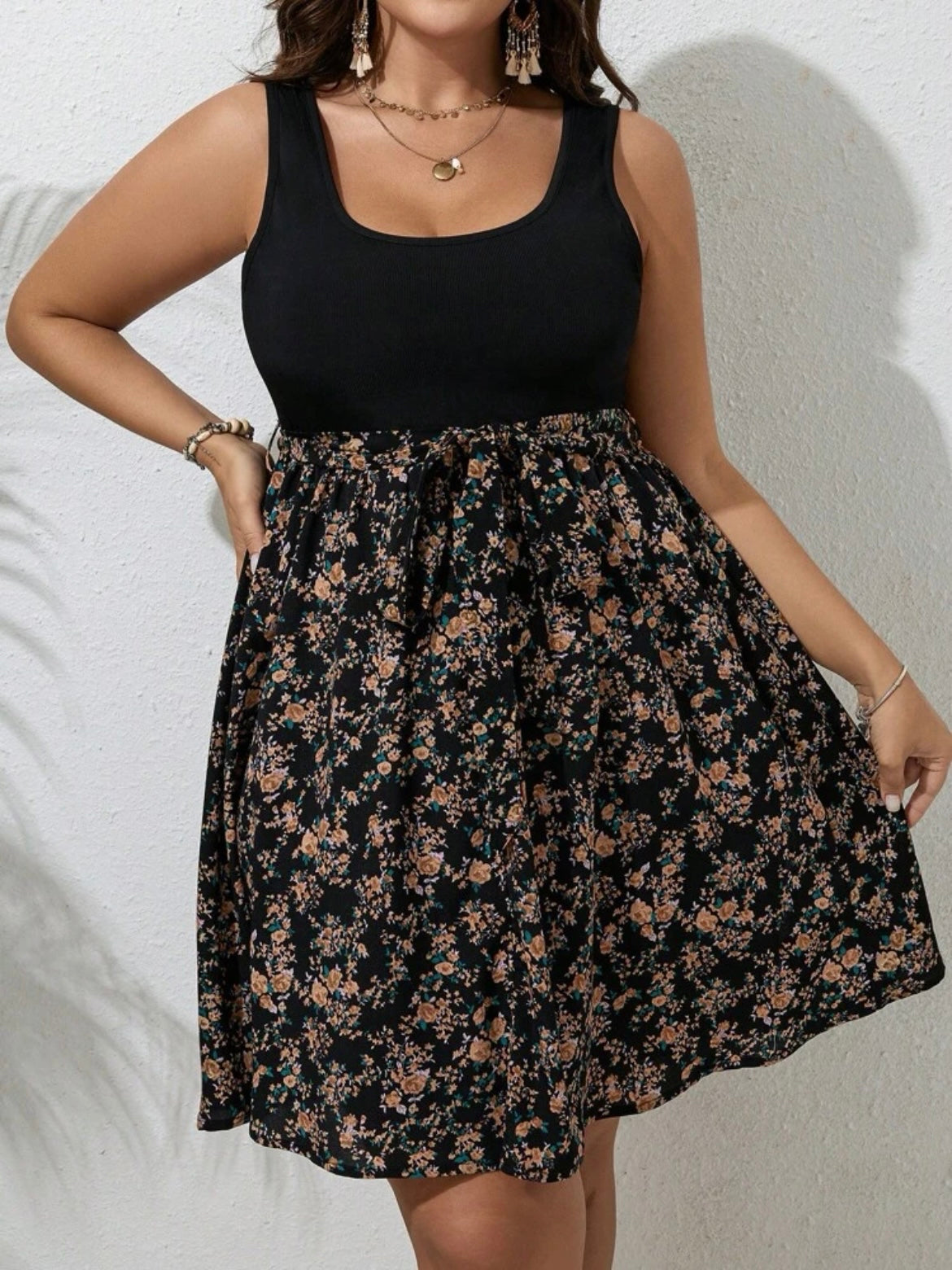 Floral Print Belted Dress
