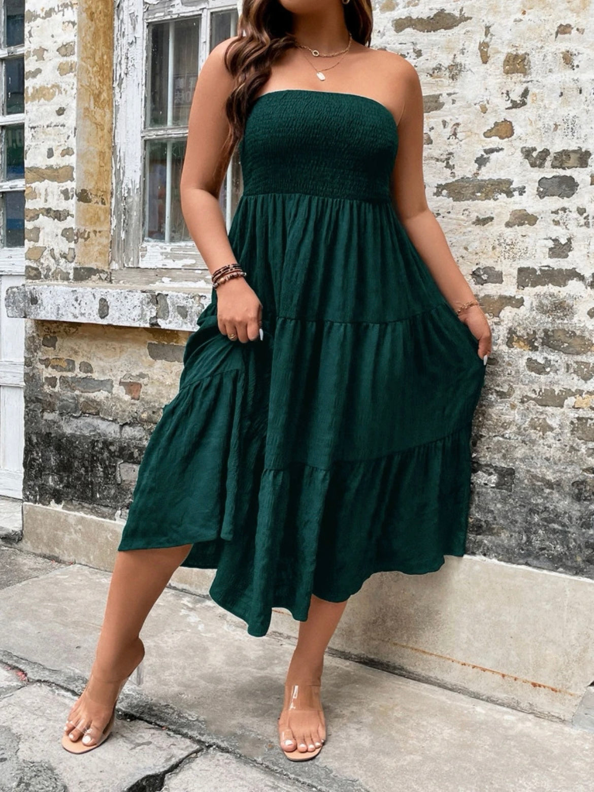 Ruffle Hem Tube Dress