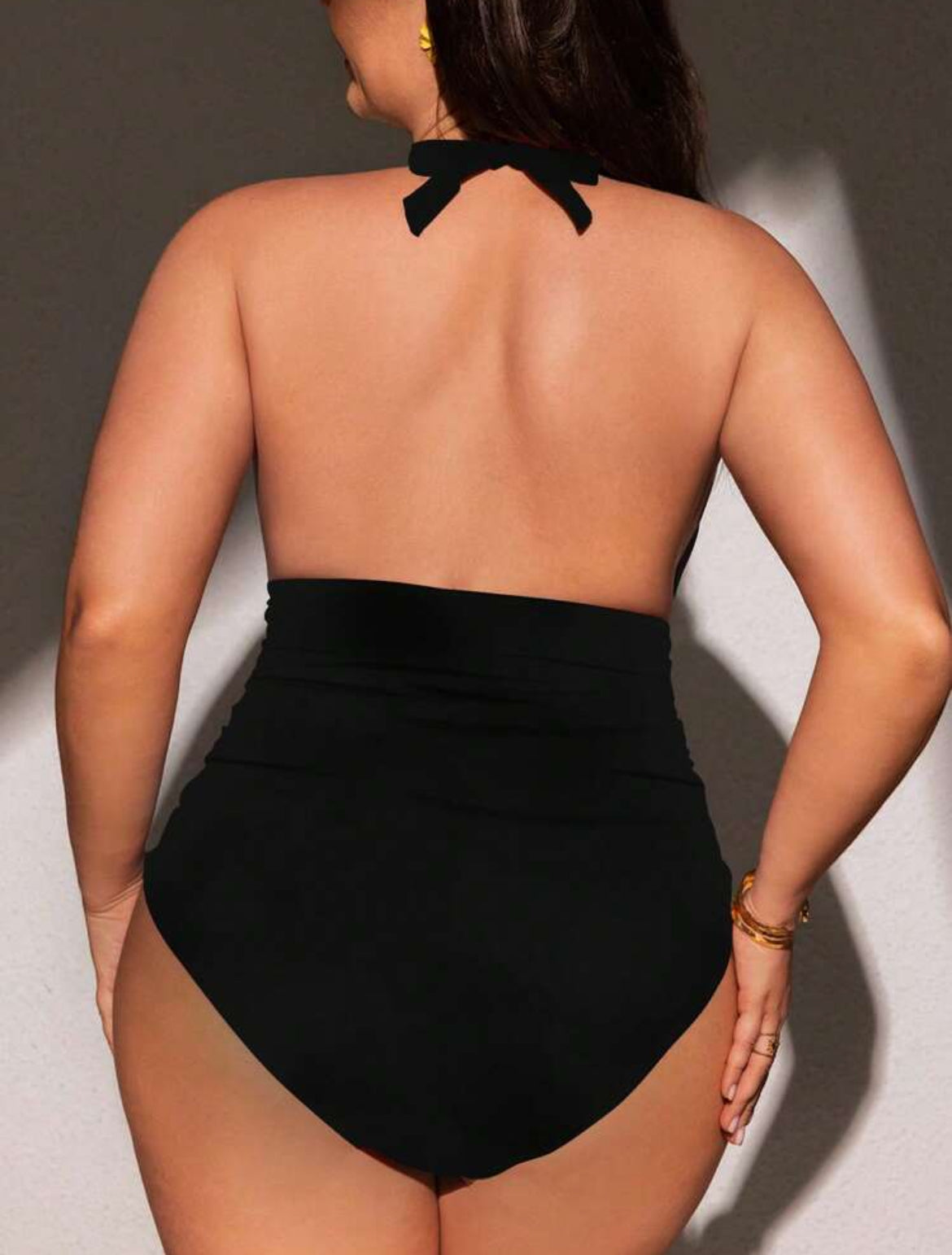 #3690 Hollow Out Halter One Piece Swimsuit