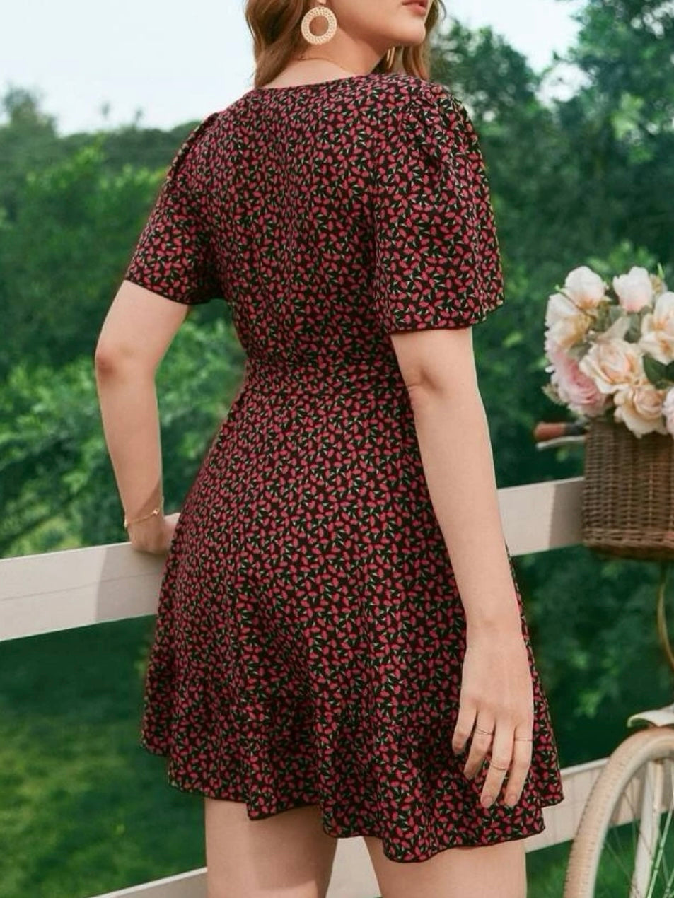 Floral Self Belted Dress