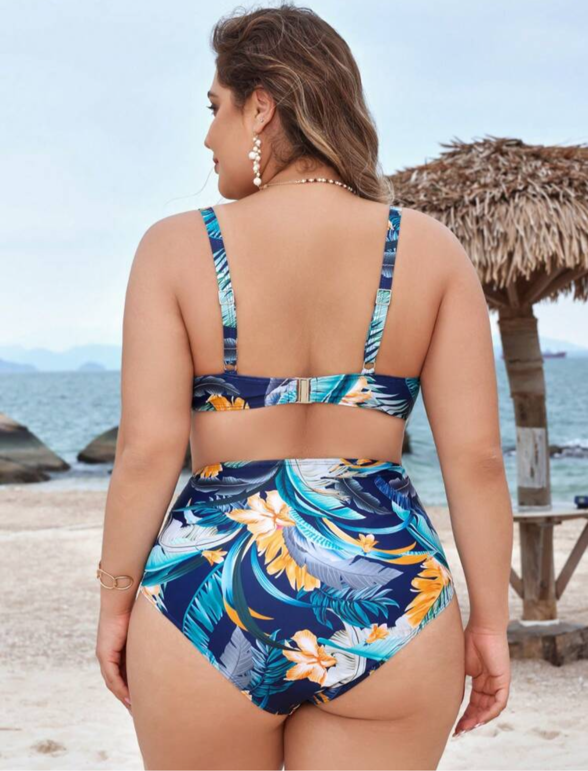 #6626 Tropical Print Push Up Bikini Set