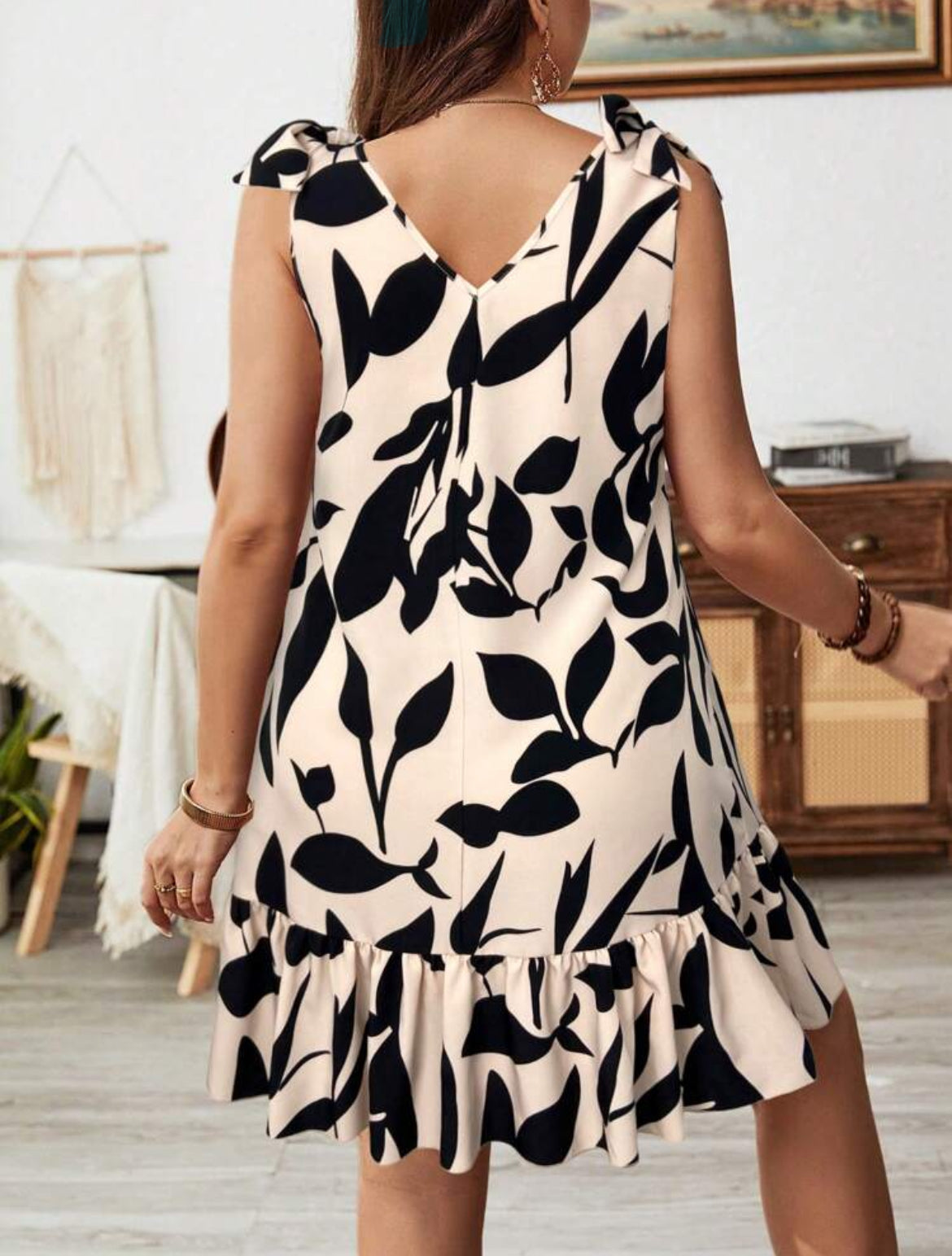 #2002 V-Neck Floral Print Casual Dress