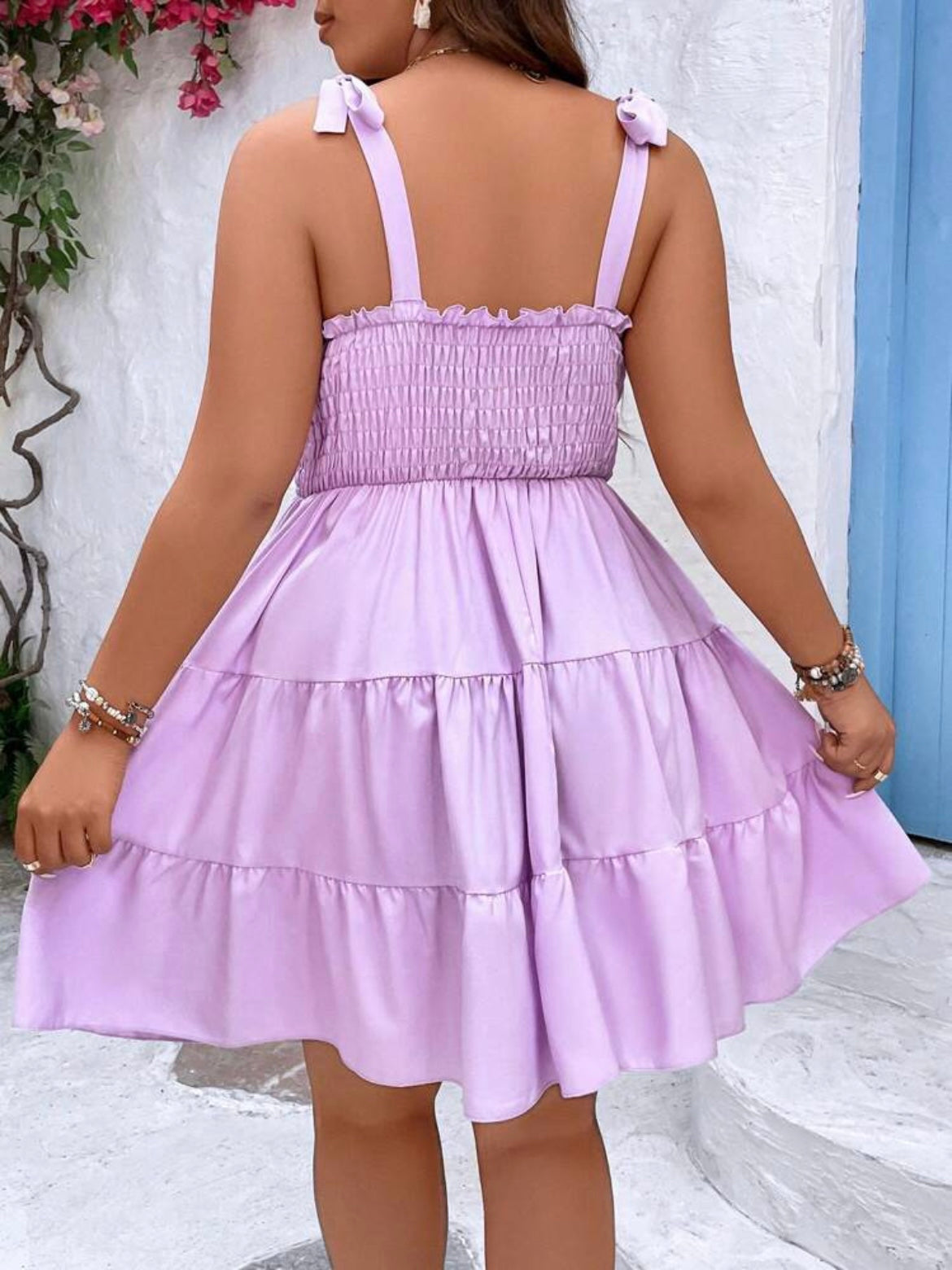 Tie Shoulder Layered Hem Cami Dress