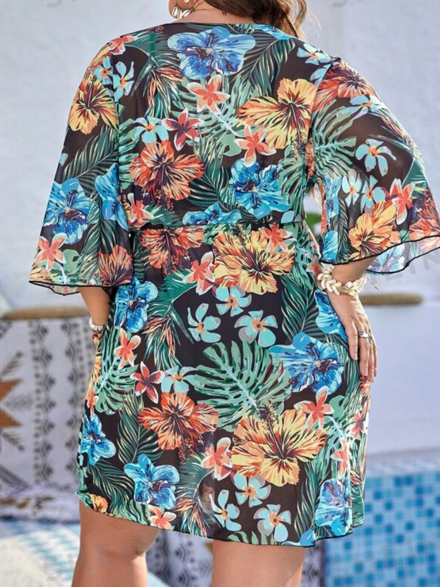 Tropical Print Cover Up Dress (ONLY)