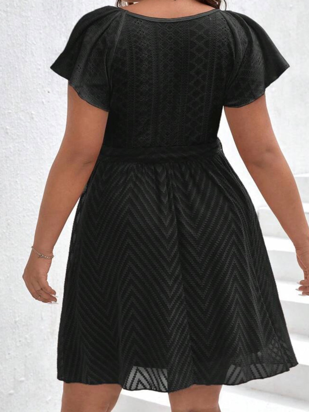 Butterfly Sleeve Belted Dress