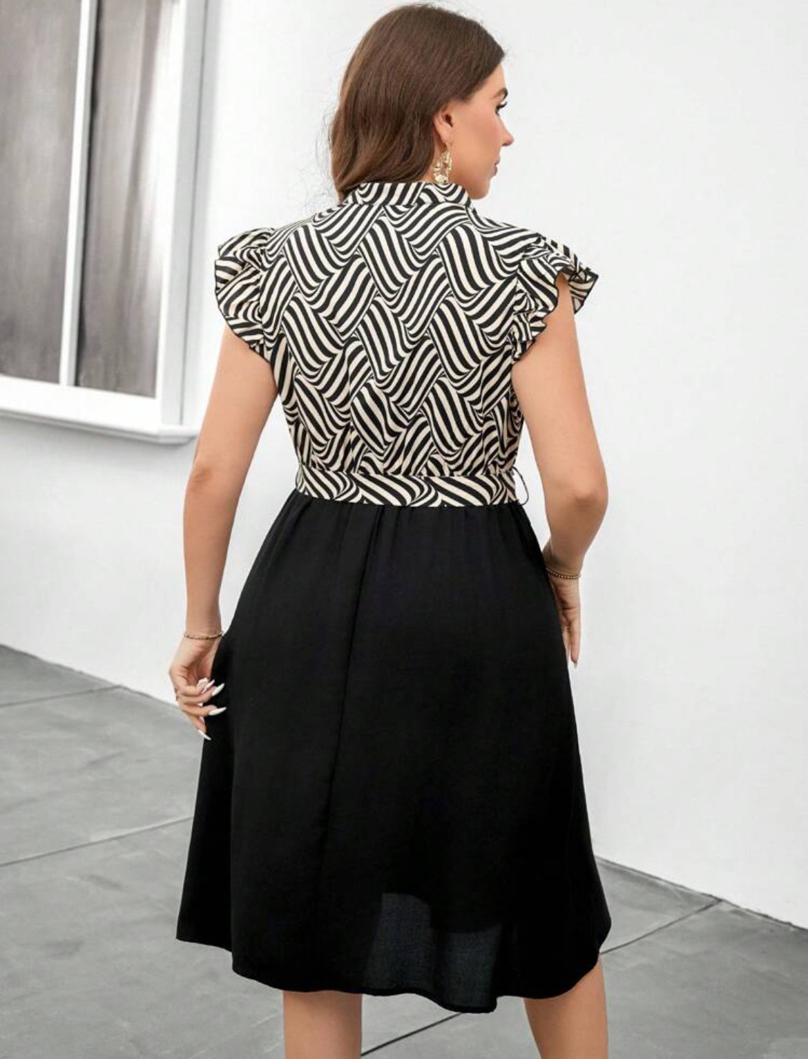 #3111 Elegant Sleeveless Patchwork Dress
