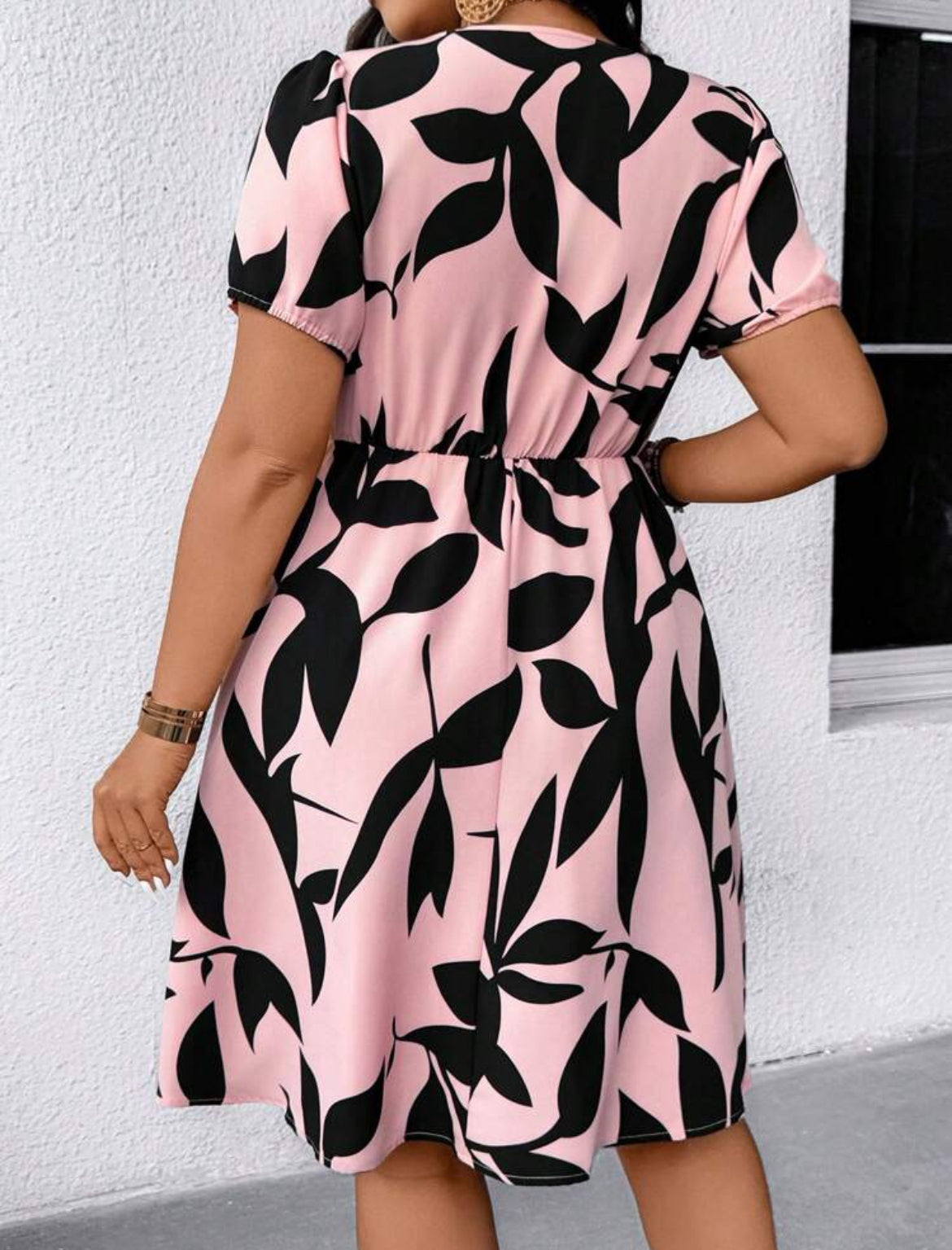 #5309 Leaf Print Fashionable Dress