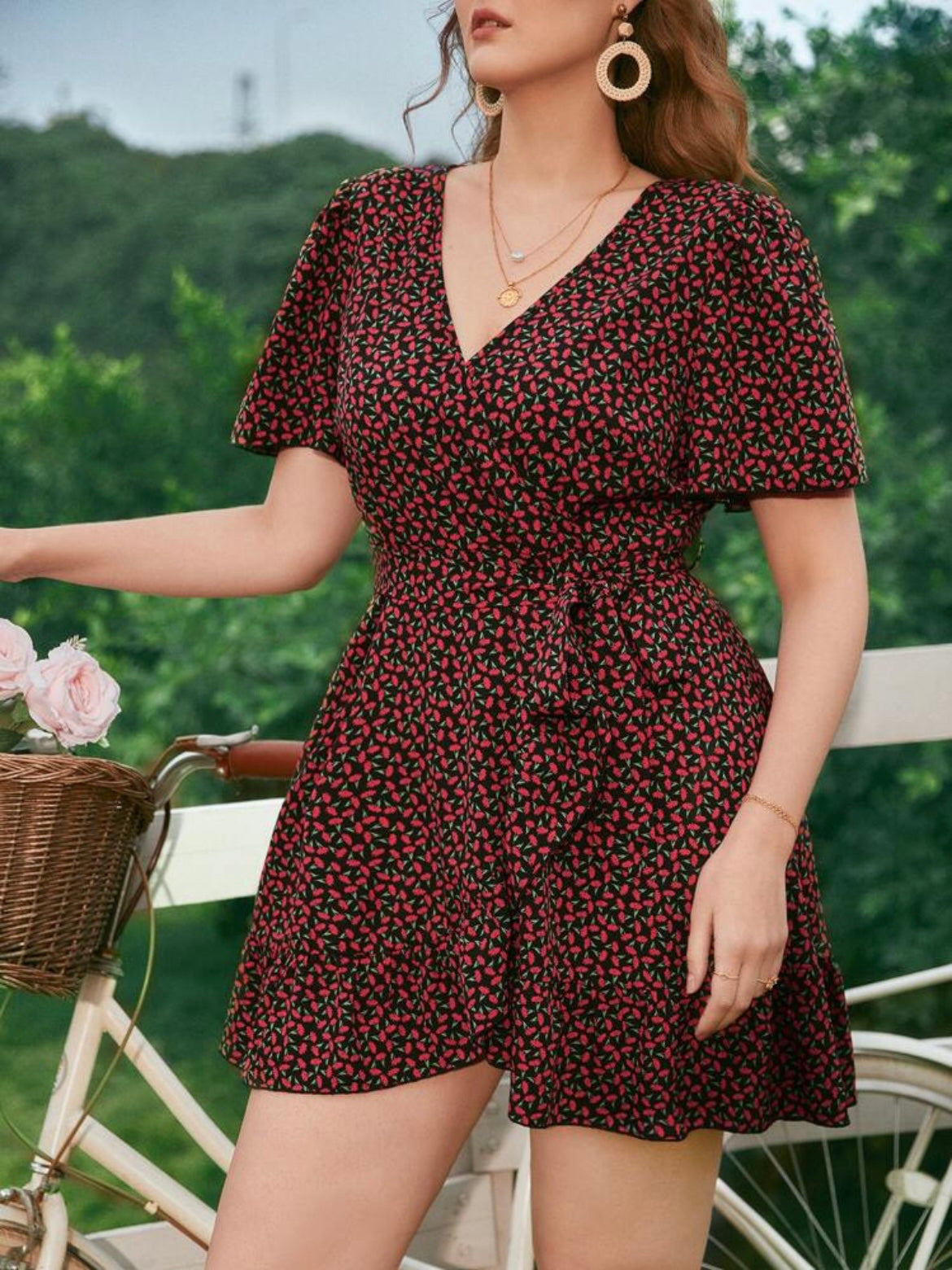 Floral Self Belted Dress