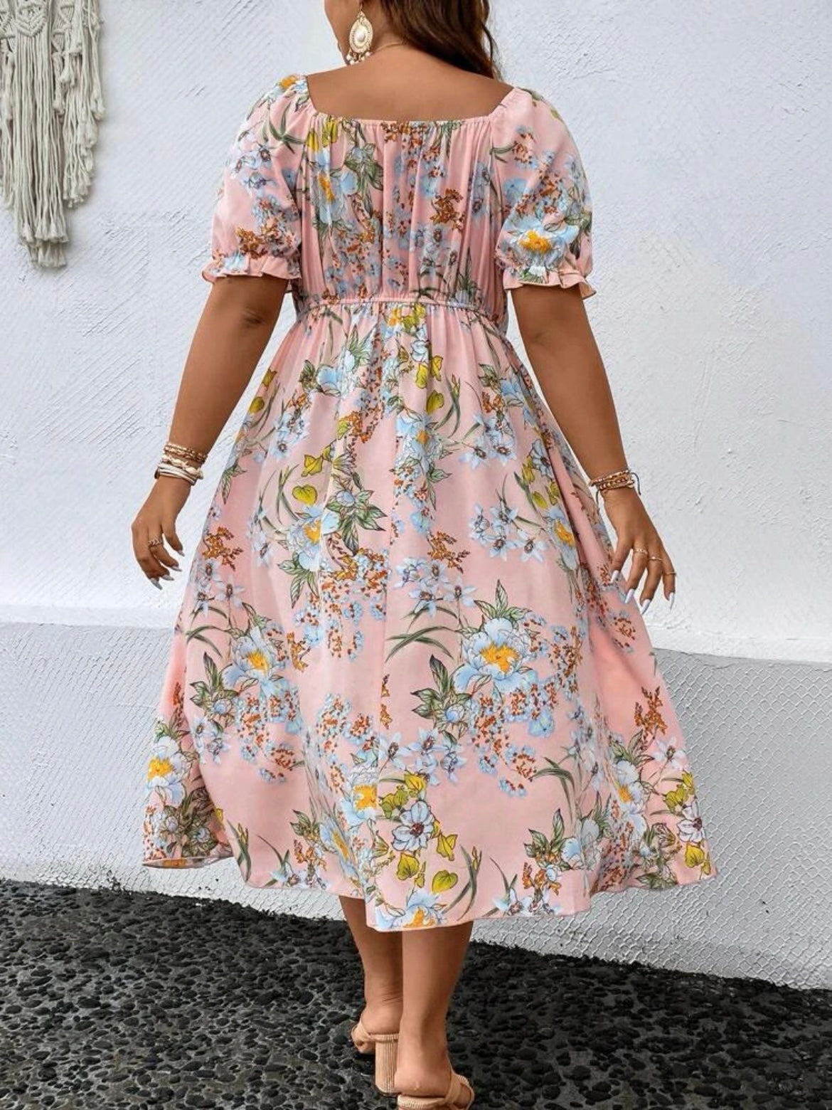 Square Neck Puff Sleeve Dress