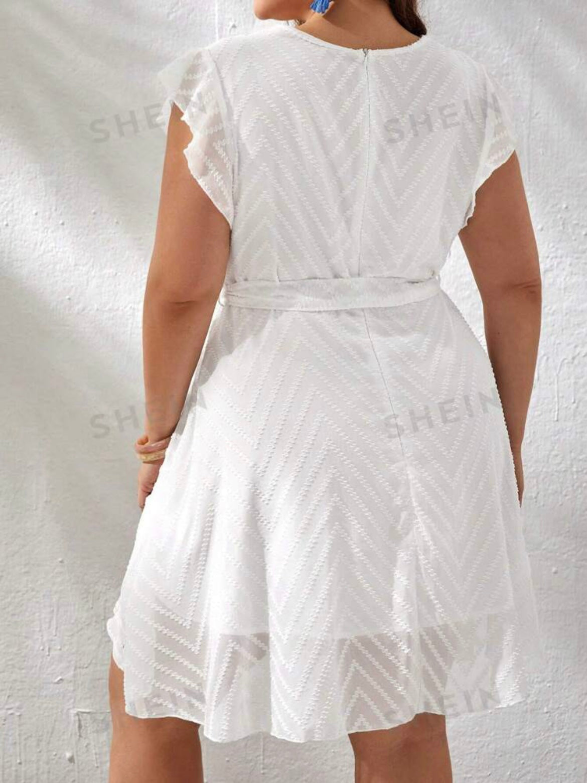 Solid Belted Wrap Detail Dress