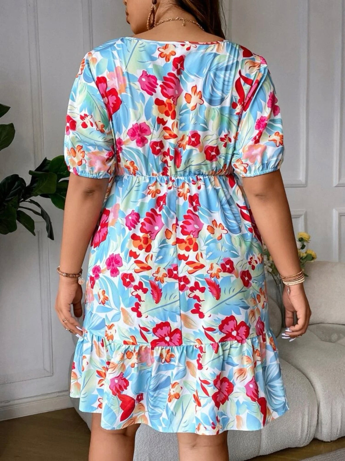 Sweetheart Neck Ruffle Hem Dress
