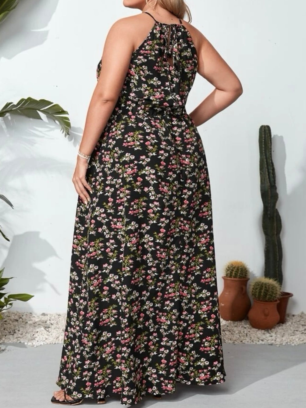 High Split Ditsy Floral Dress