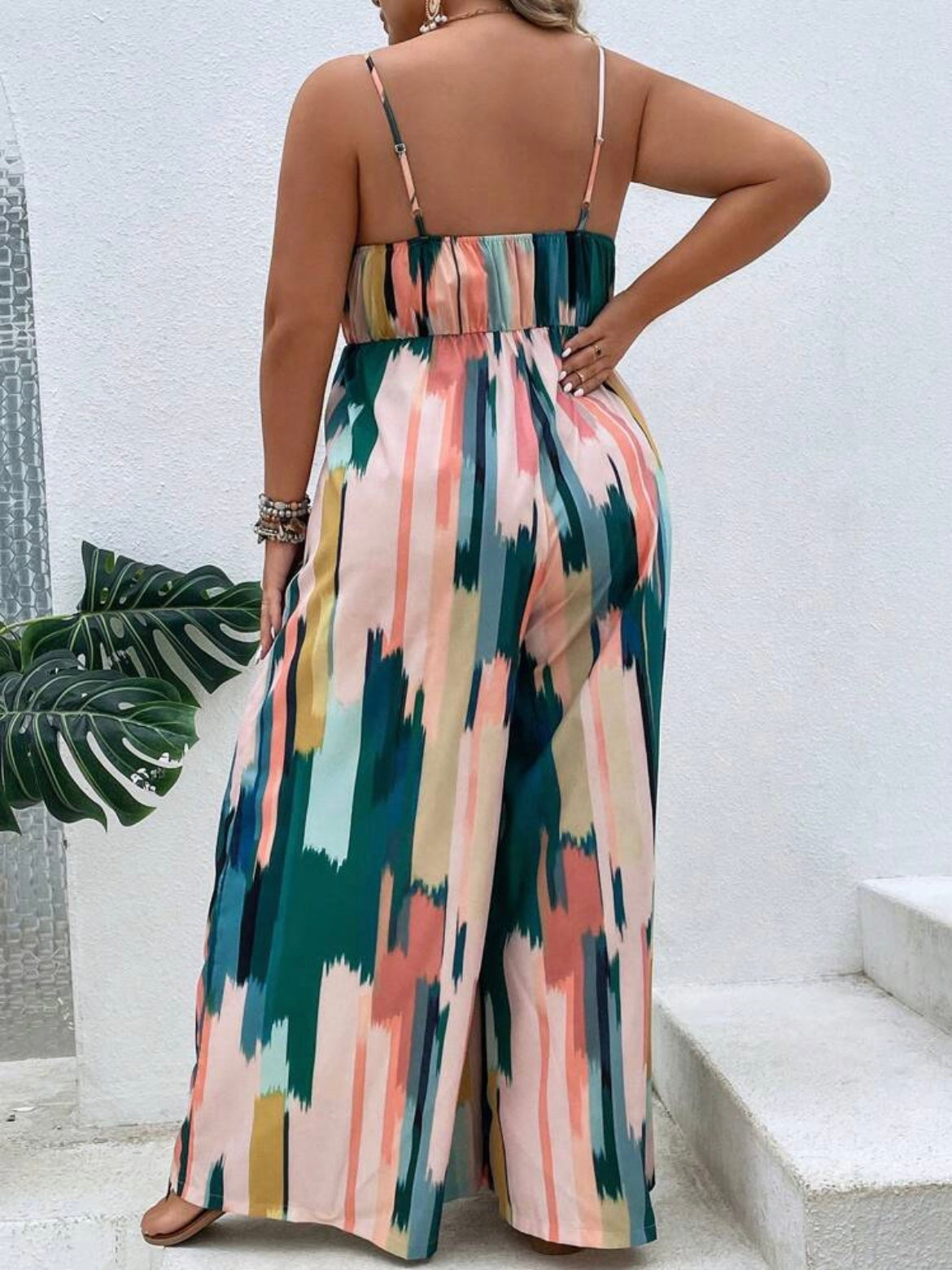 Brush Print Cami Jumpsuit