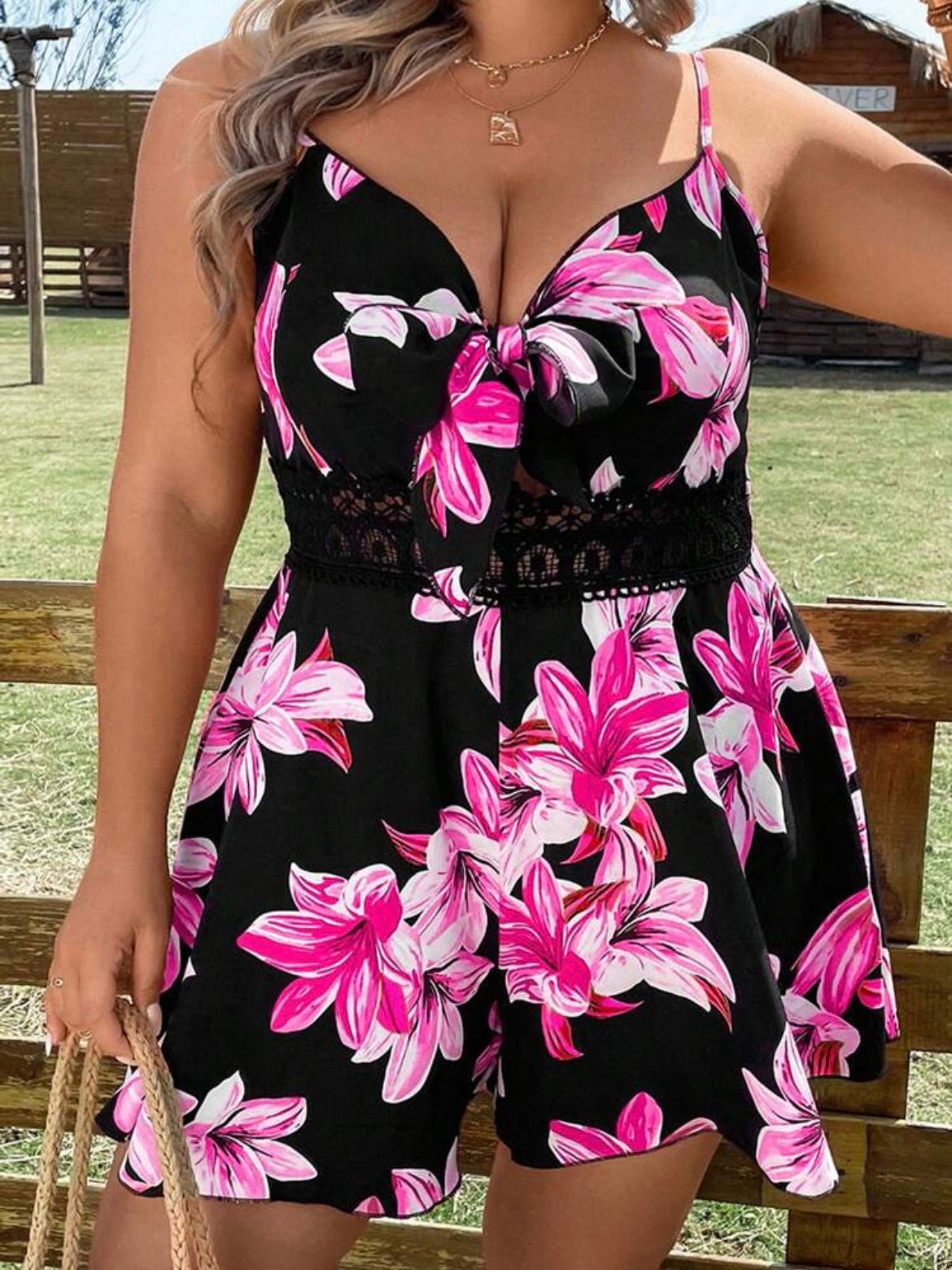 Lace Insert Cami Romper
