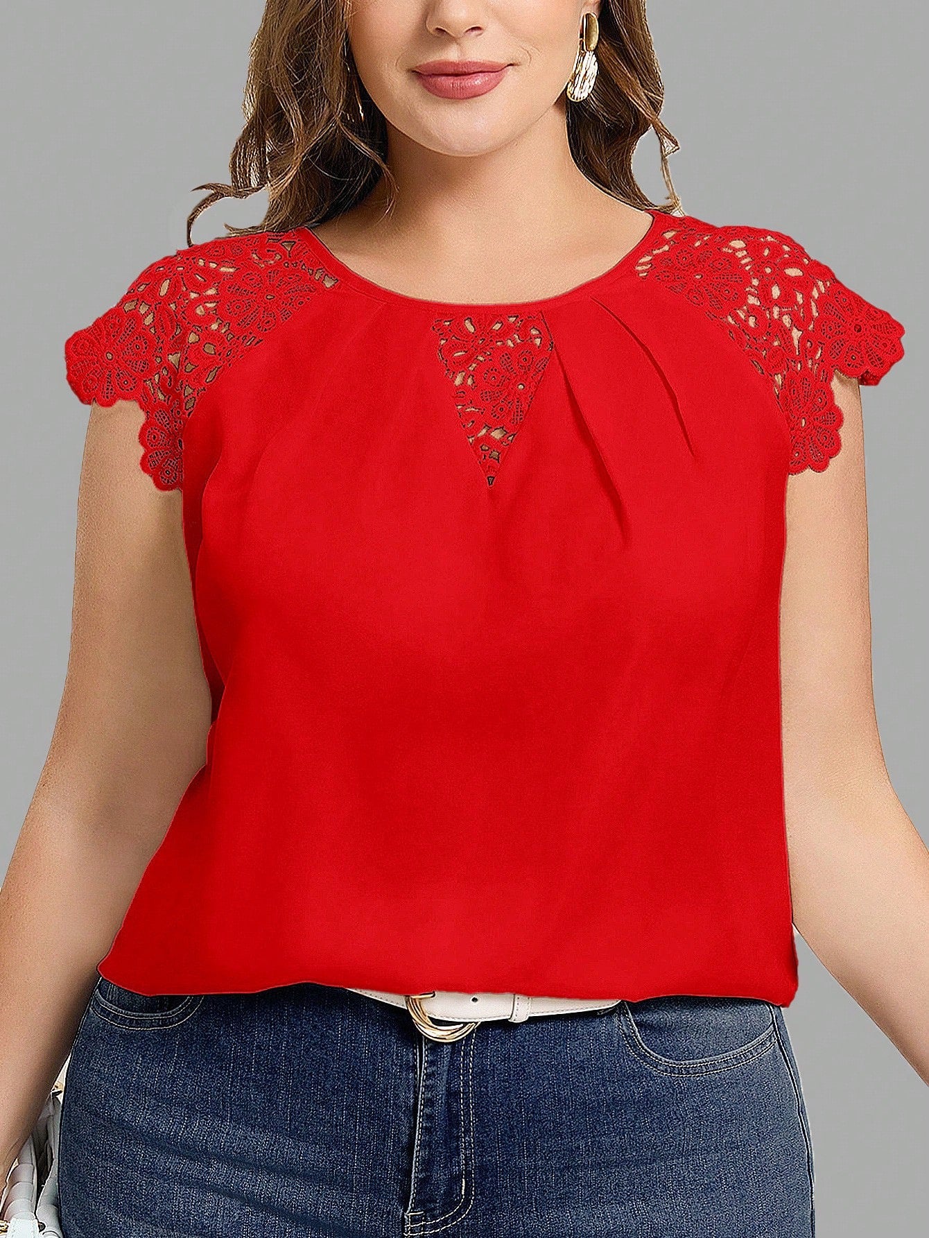 # 9766 Lace Patchwork Blouse