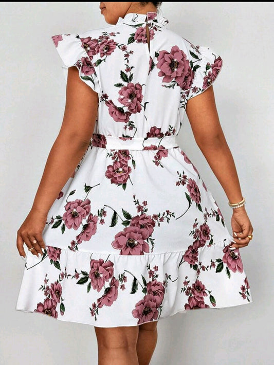 C#0010 Floral All-Over Print Sleeveless Dress
