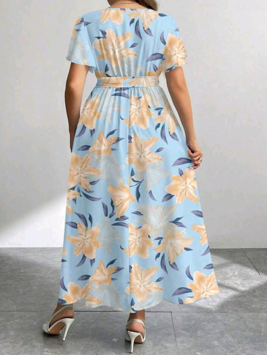 C#7716 Retro Floral Print Loose Dress