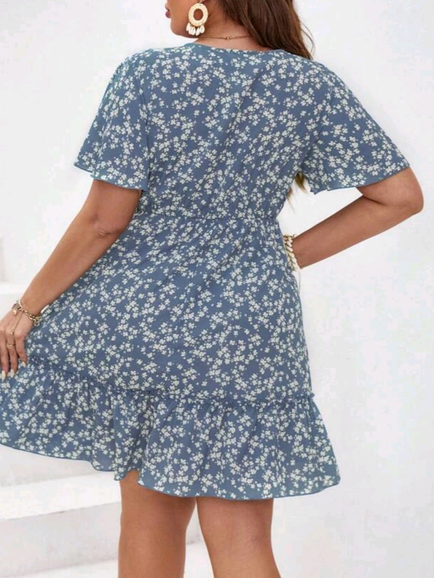 Floral Print Ruffle Hem Dress