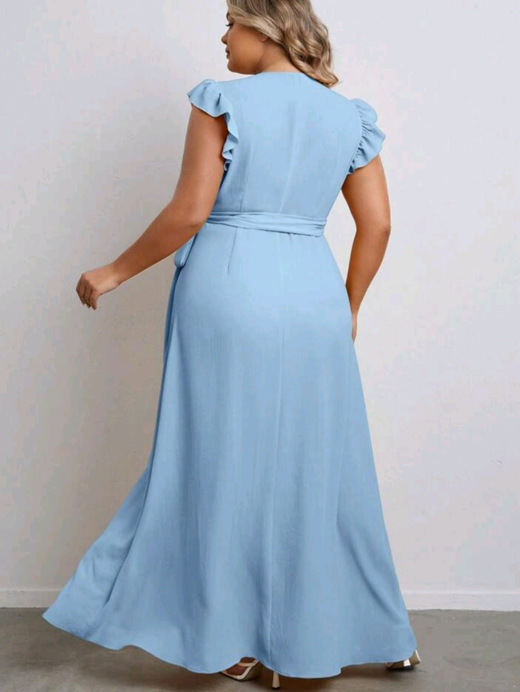 Ruffle Trim Knot Side Wrap Dress