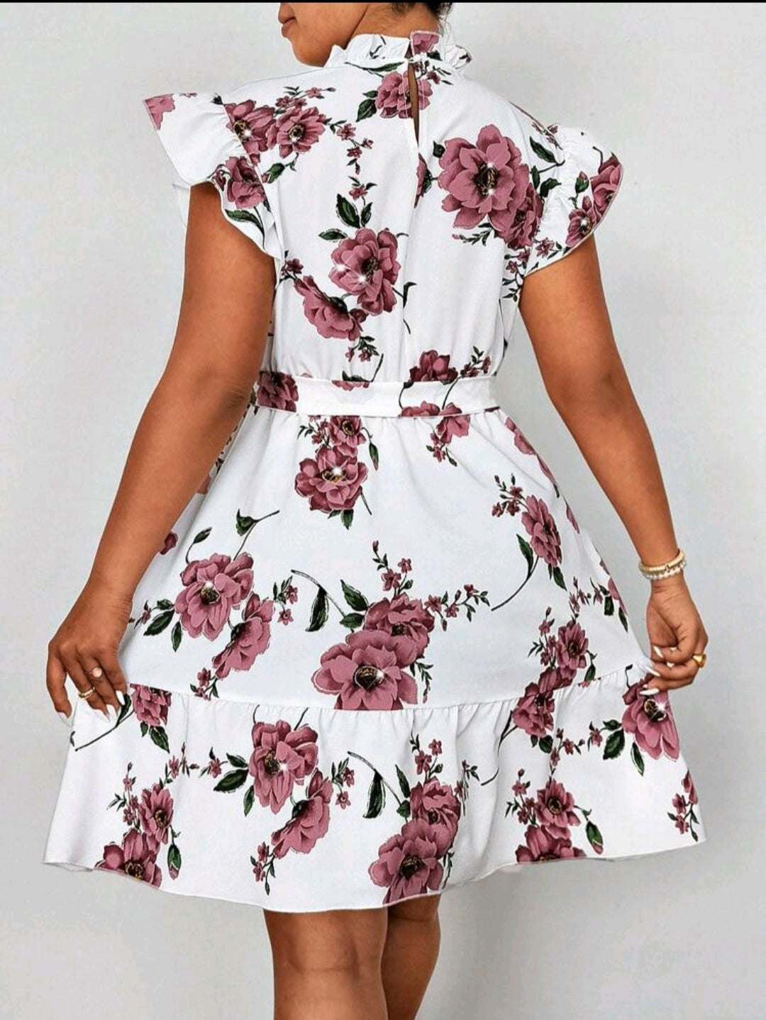 #0010 Floral All-Over Print Sleeveless Dress