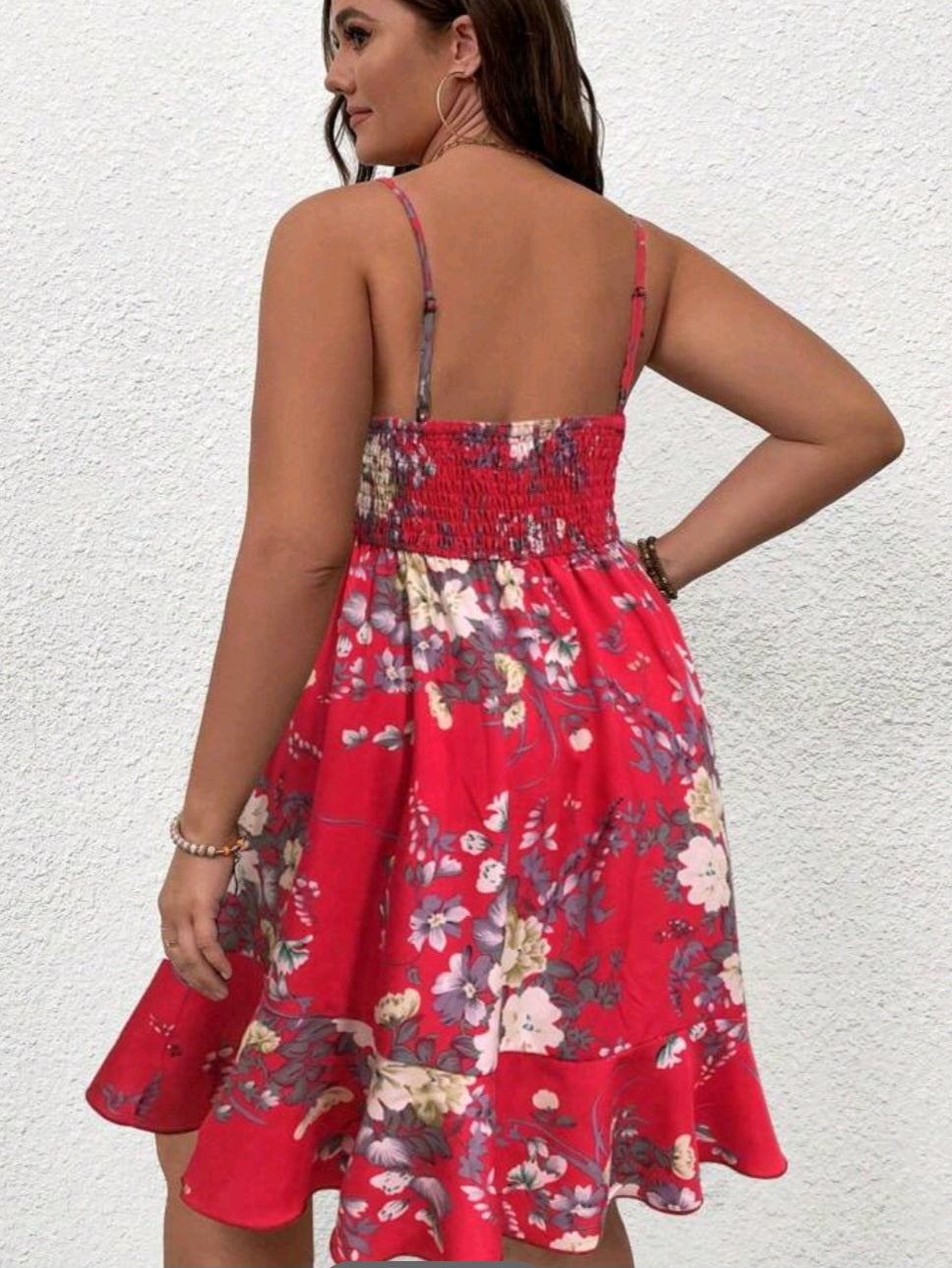 Ruffle Trim Wrap Hem Cami Dress