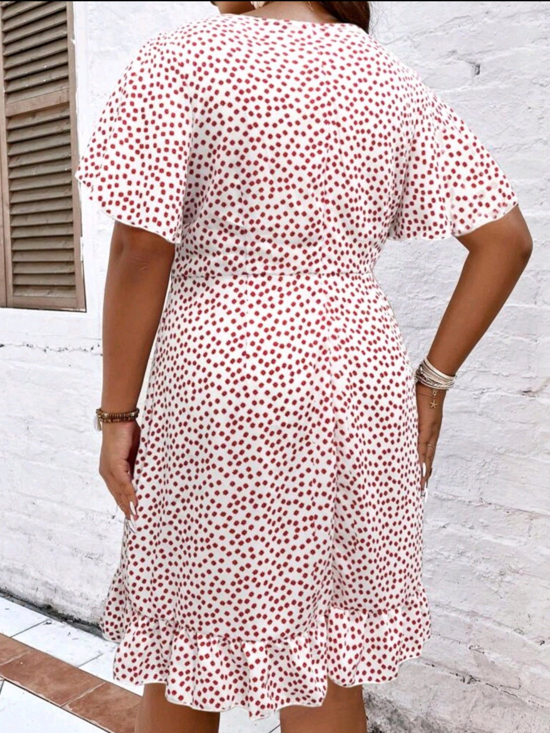 Ruffle Trim Wrap Hem Dress