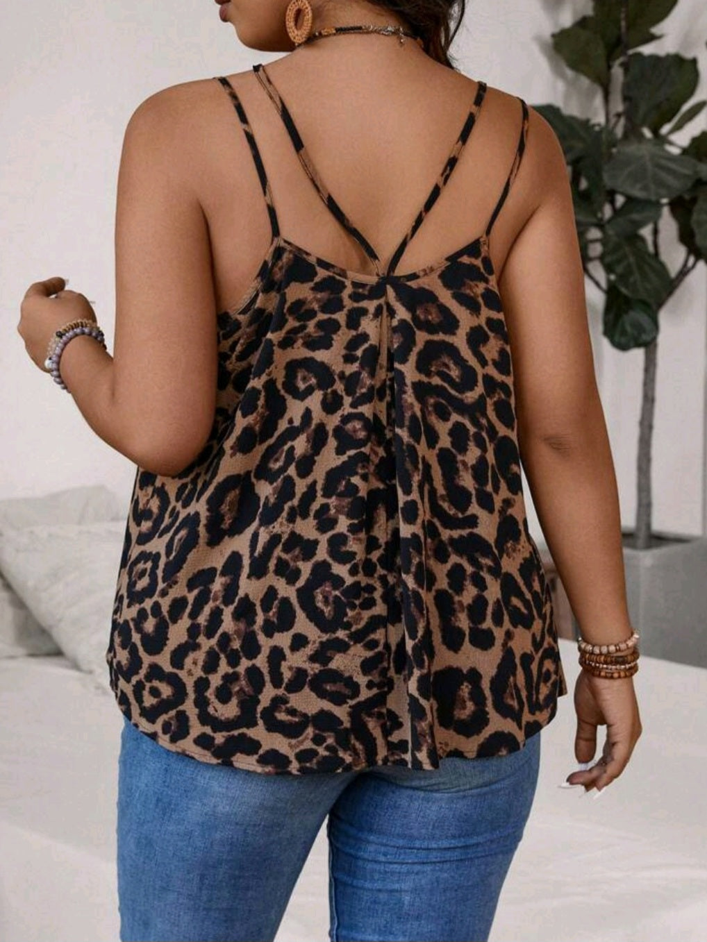 #3356 Leopard Print Double Strap Cami Top