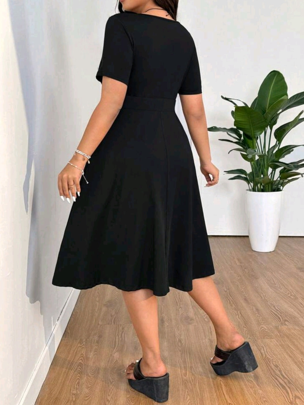 #9644 V-Neck Pocket Long Casual Dress (STRETCH)