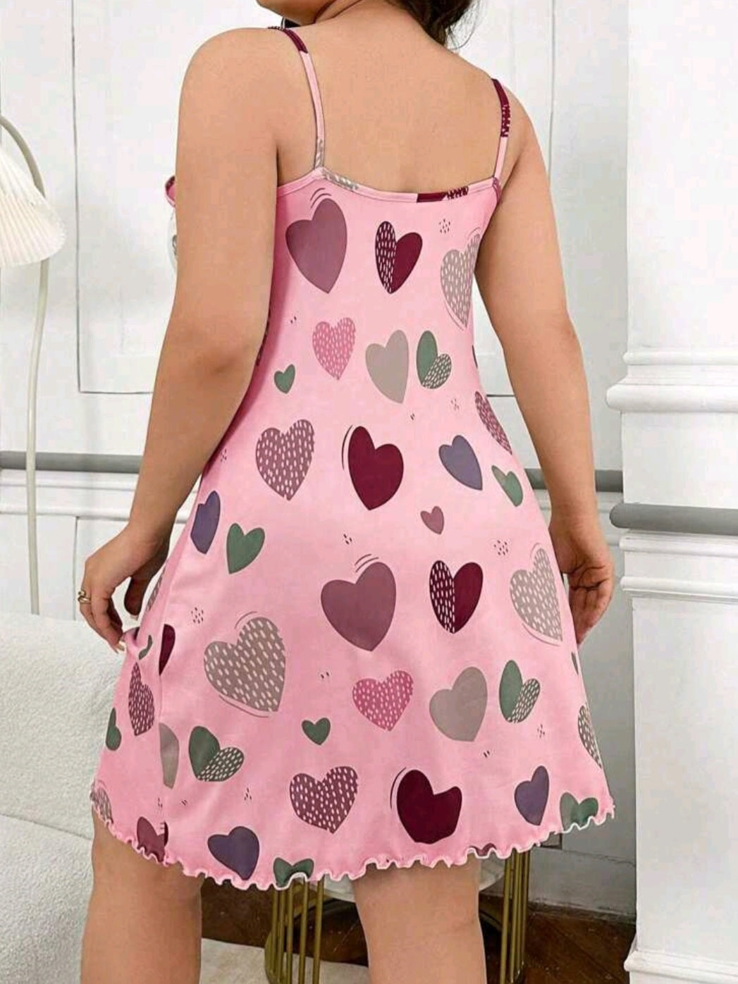 #9841 Colorful Heart Printed Cami Nightgown