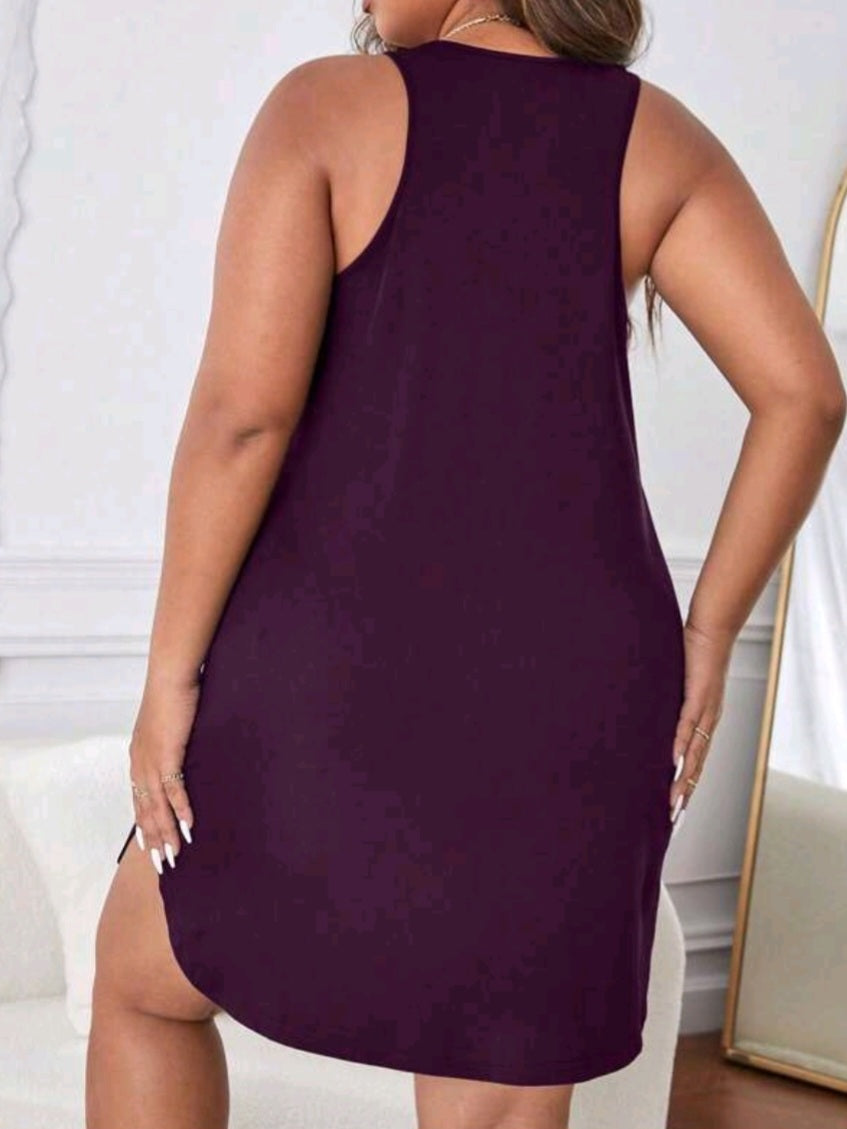 #7650 Pajama Dress With Round Neckline