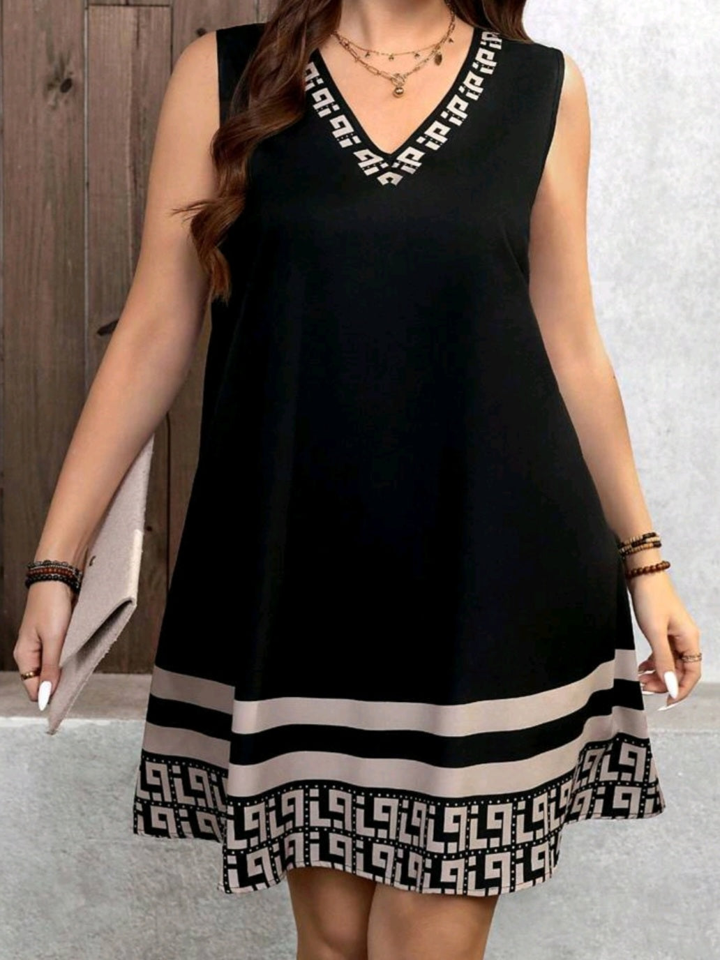 #2252 V-Neck Sleeveless Dress