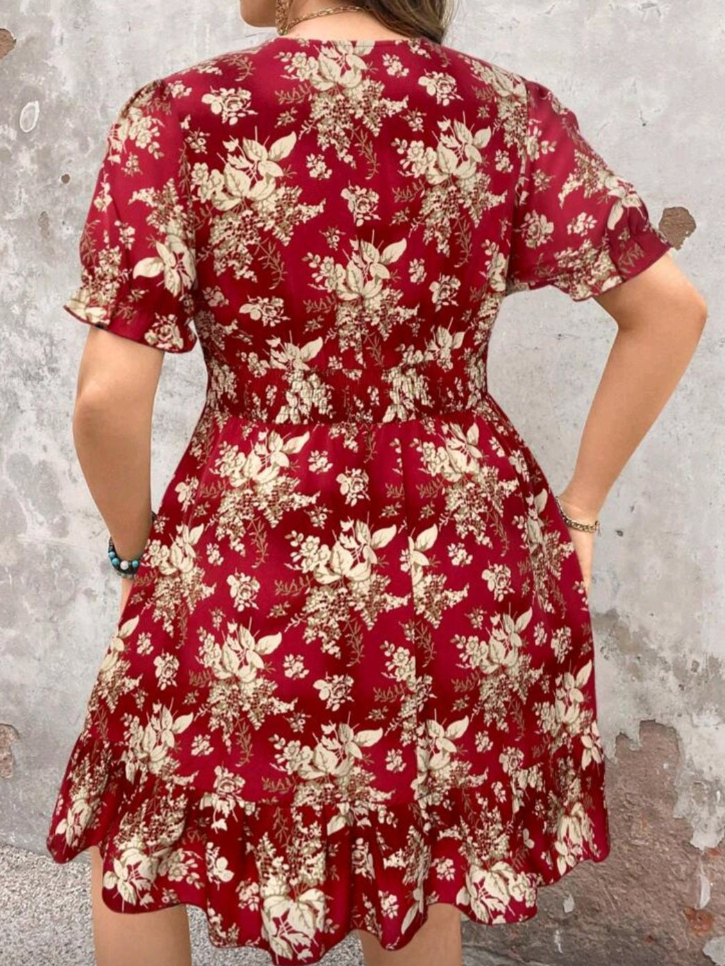 #3218 Floral Print Short Sleeve Dress