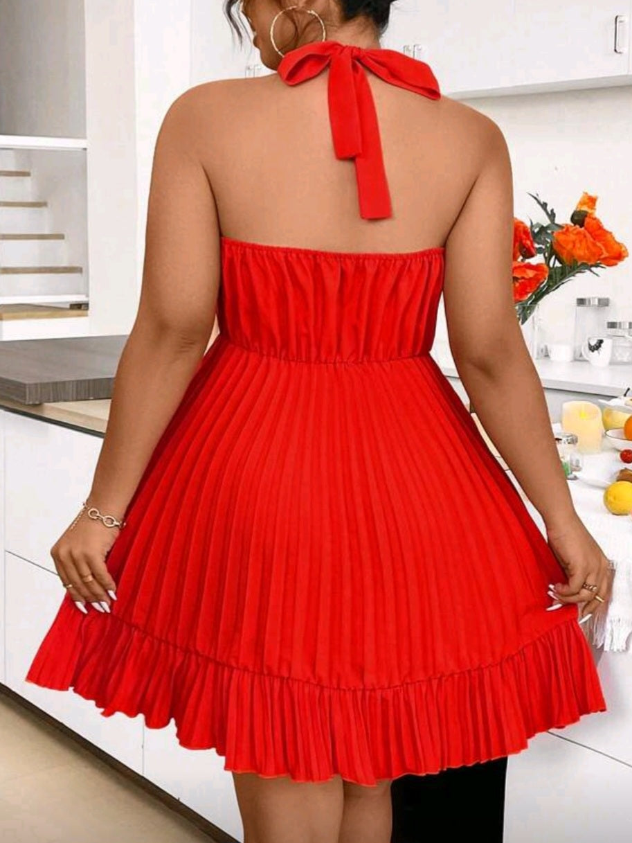 #8670  Halter Back Ruffle Dress