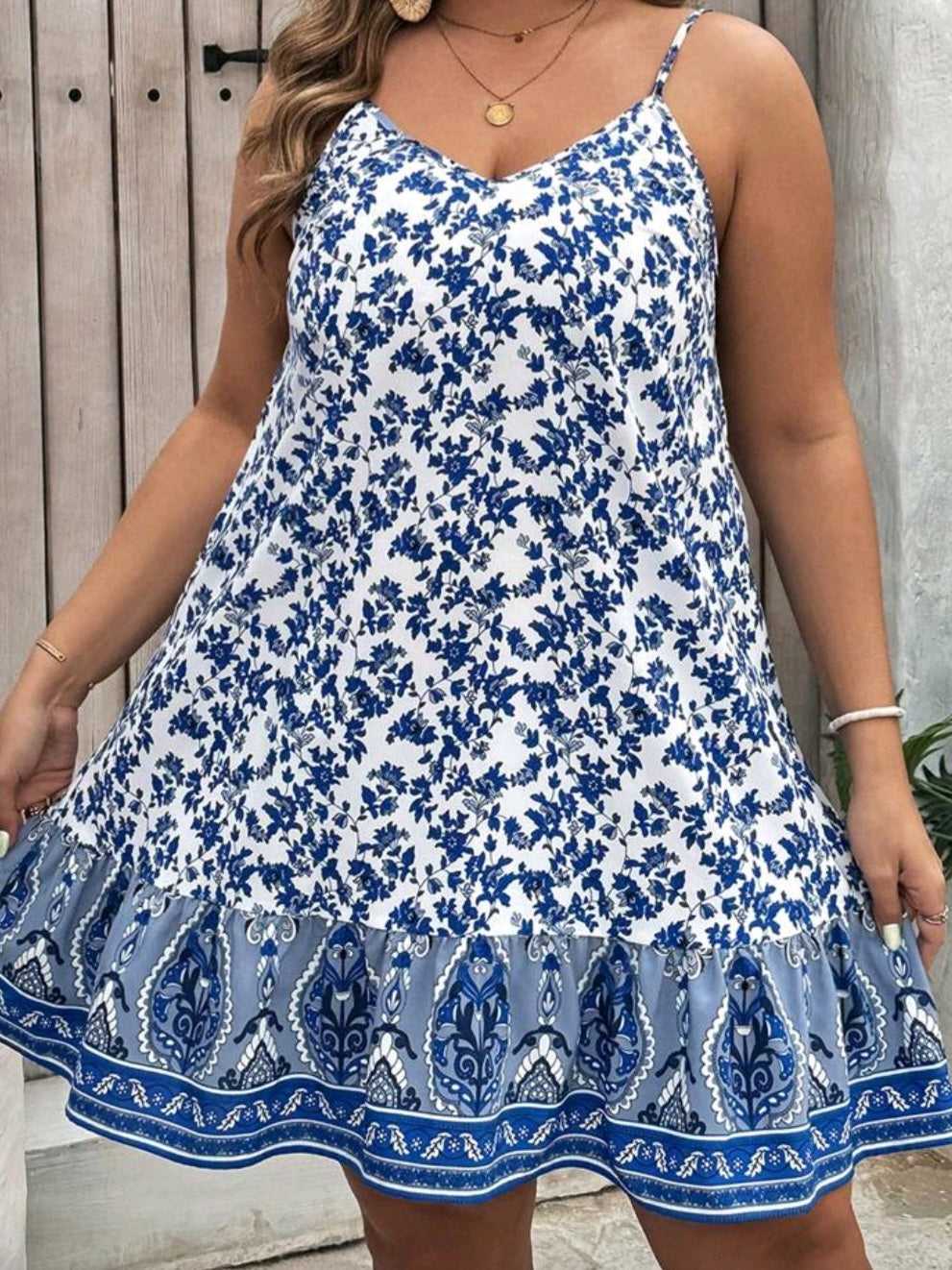 #0596 Paisley Print Spaghetti Strap Dress