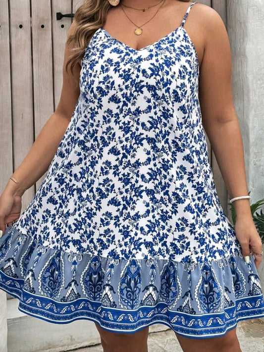 #0596 Paisley Print Spaghetti Strap Dress
