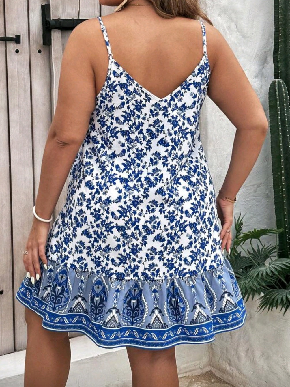 #0596 Paisley Print Spaghetti Strap Dress