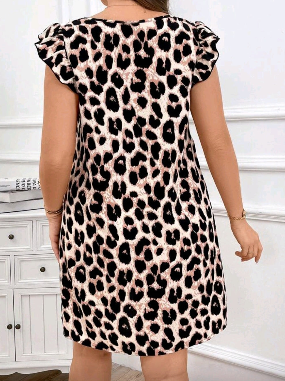 #5494 Leopard Print Cap Sleeve Dress
