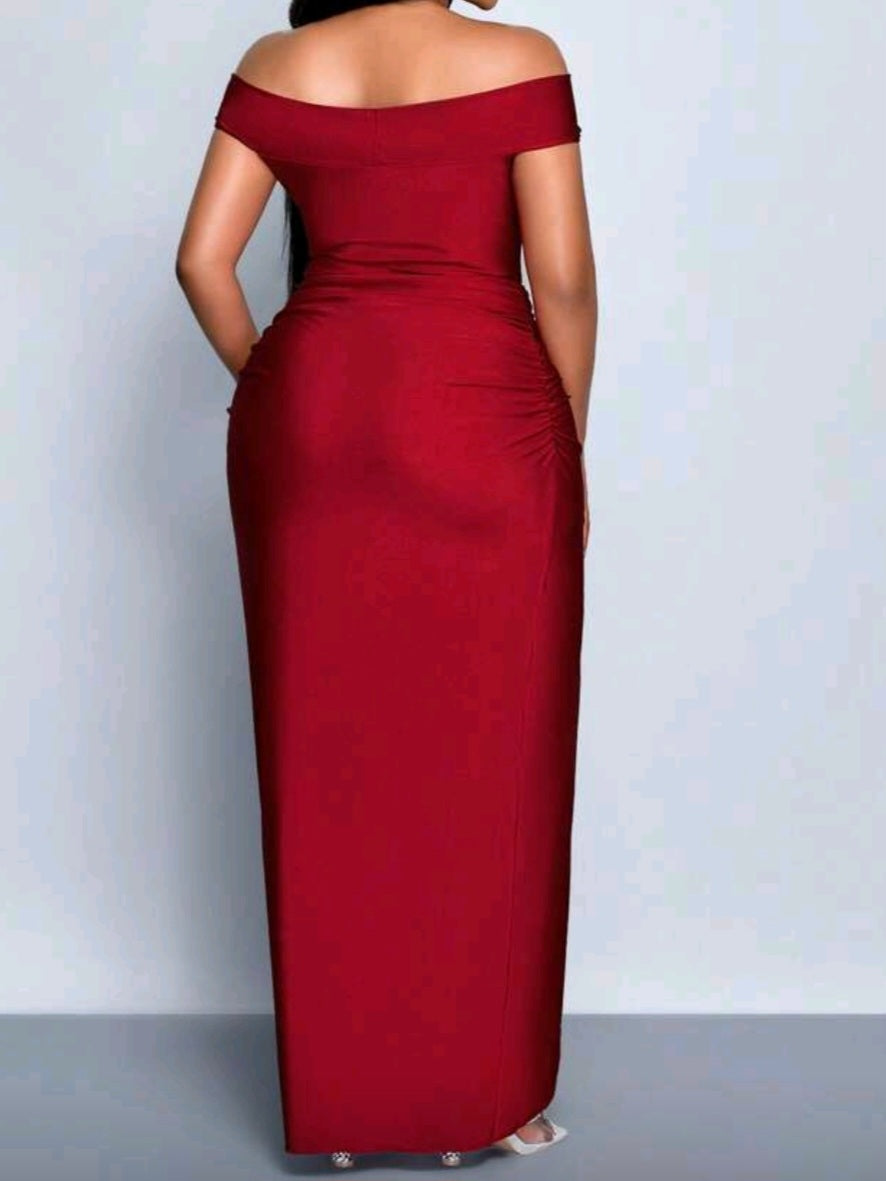 #1890 Forefront Twisted Ruffle Decoration Dress