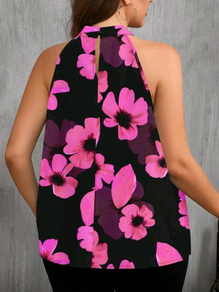 0231 (5171) Floral Print Halter Neck Top
