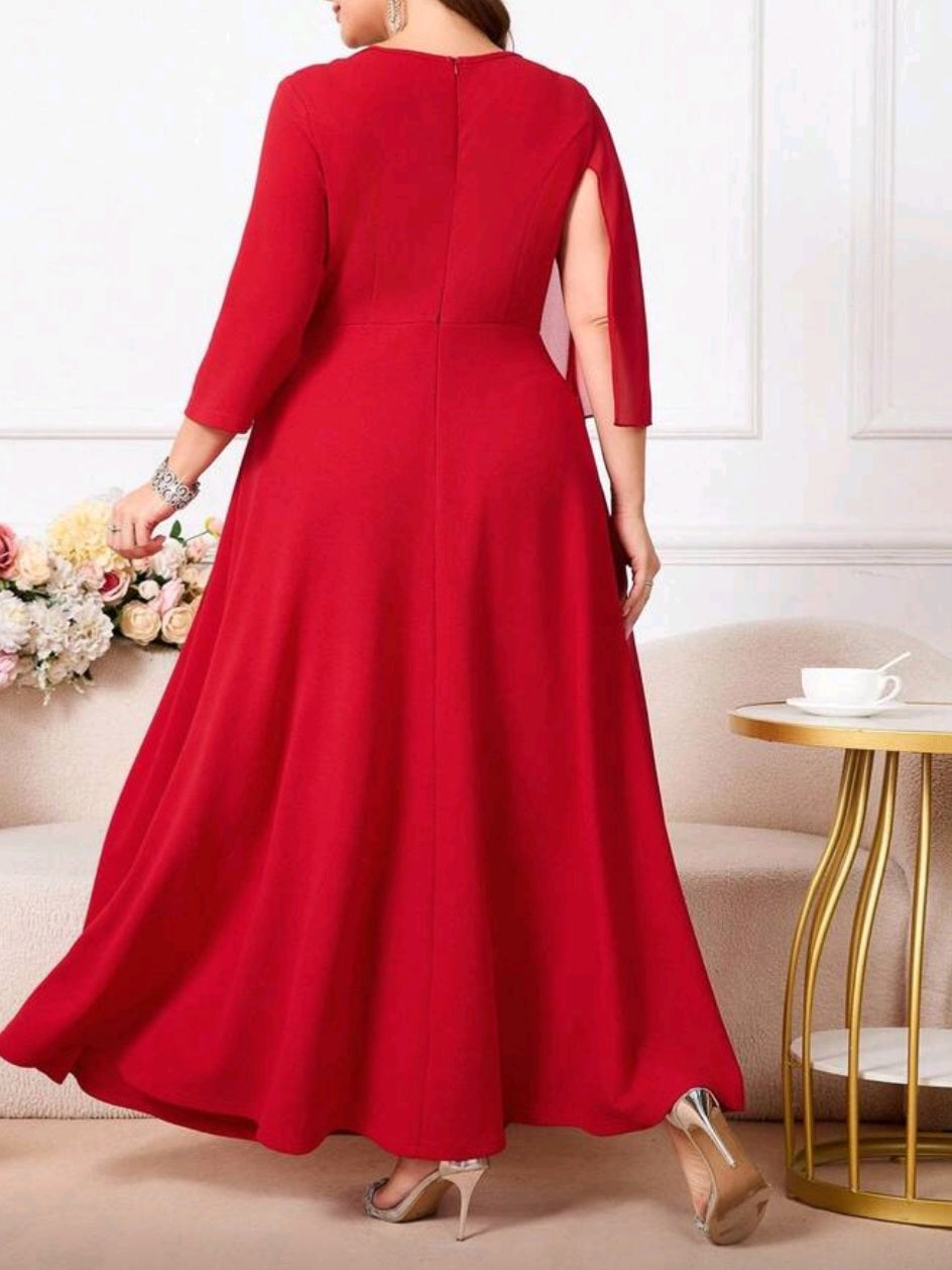 #3187 Elegant Ruffle Flowing Chiffon Dress