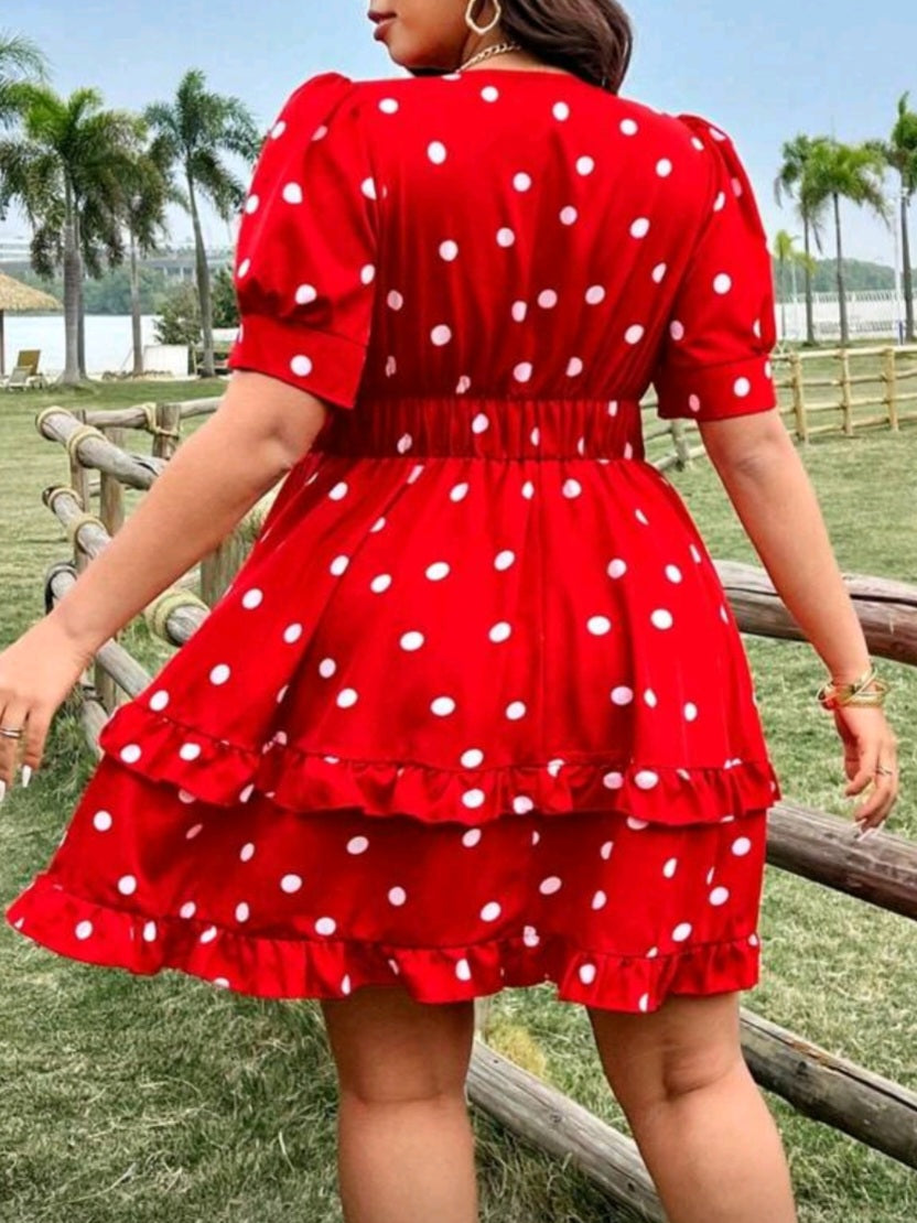 #5972 Ruffle Hem Polka Dot Dress