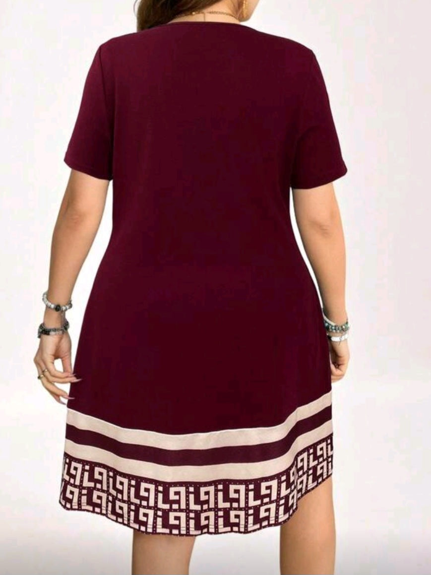 #3315 Striped & Geometric Print Dress