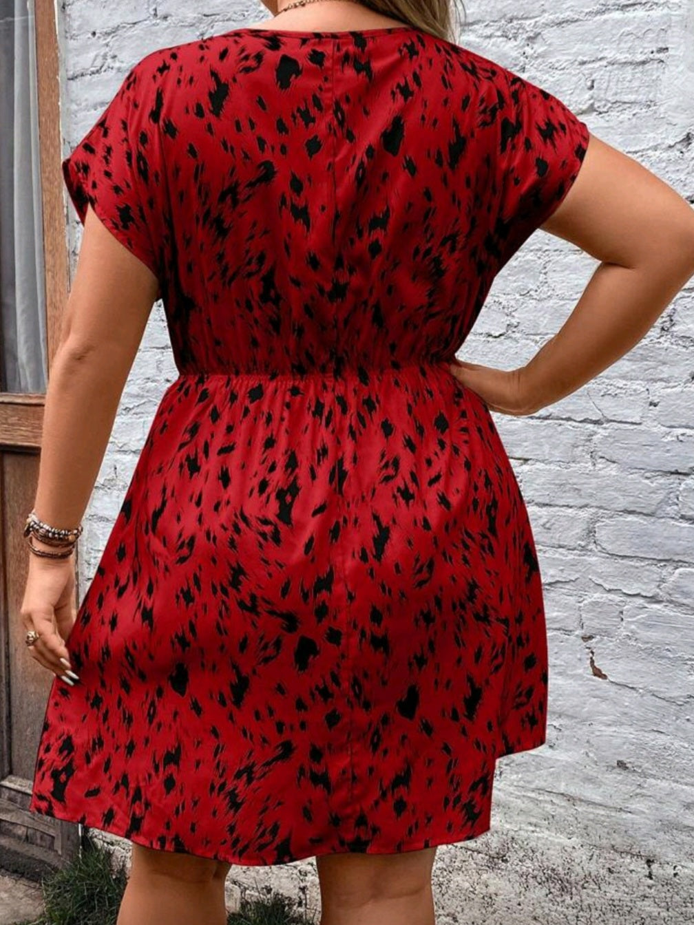 #4803 Allover Print Batwing Sleeve Dress