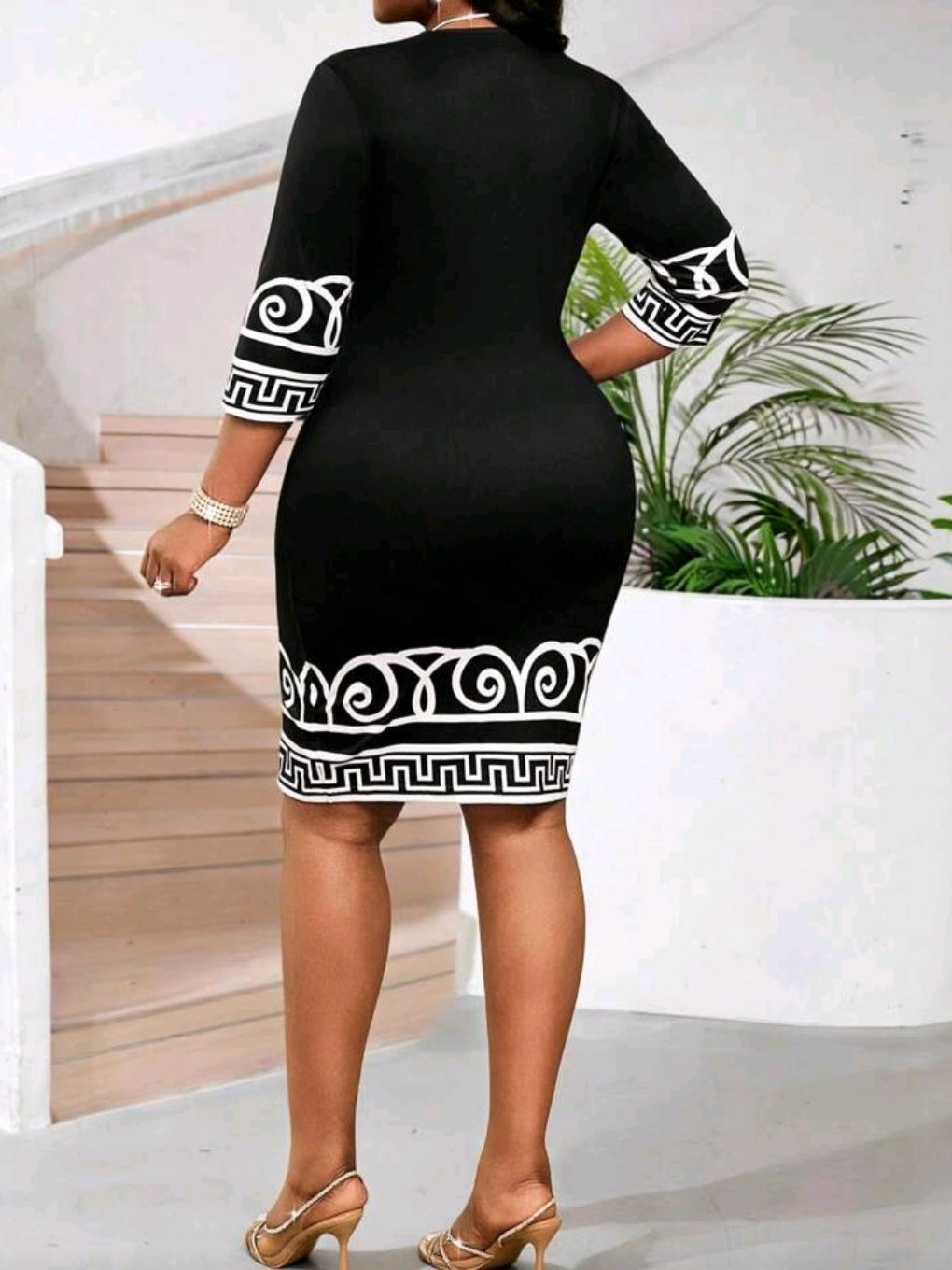 #2284 Three Quarter Length Sleeve Pencil Dress