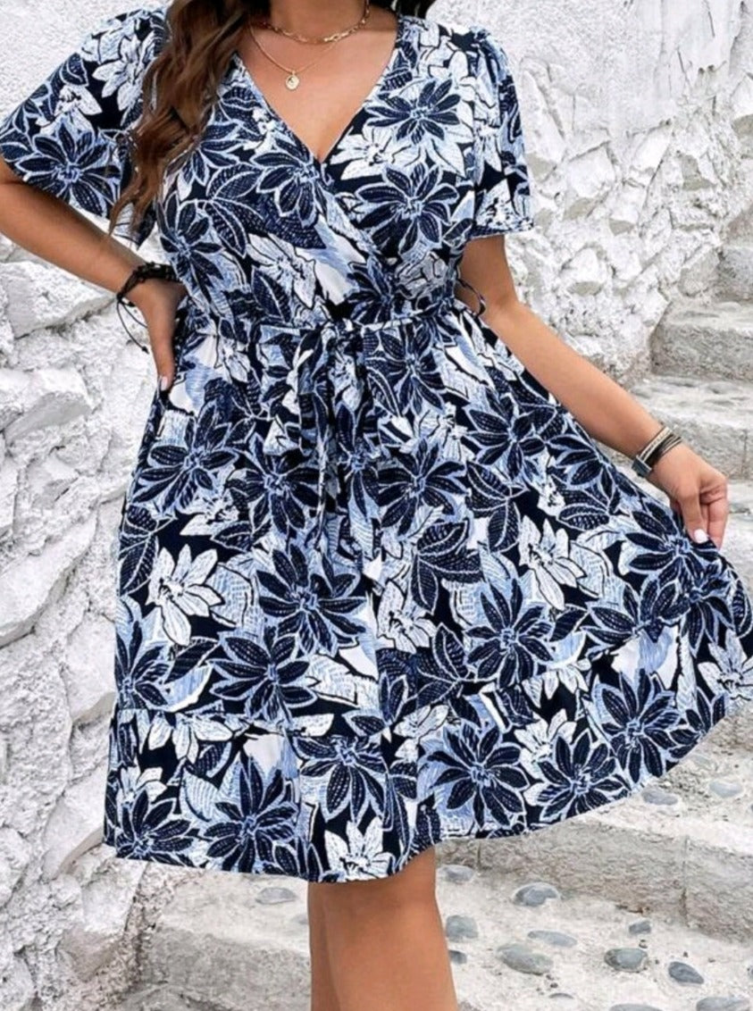 Butterfly Sleeve Belted Dress