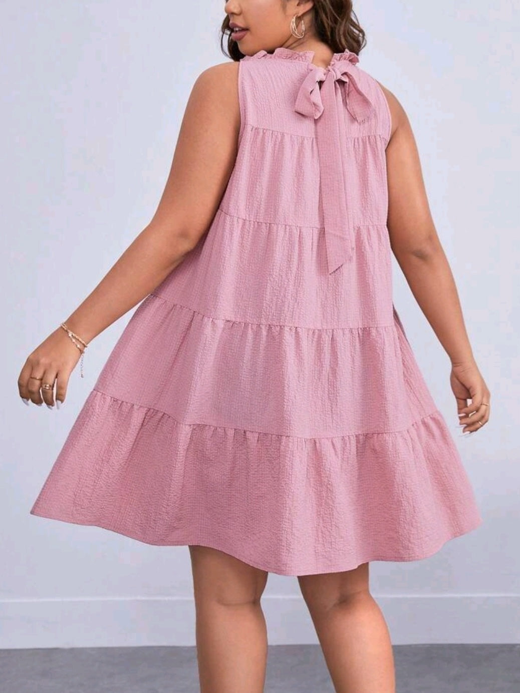 Frill Trim Ruffle Hem Smock Dress