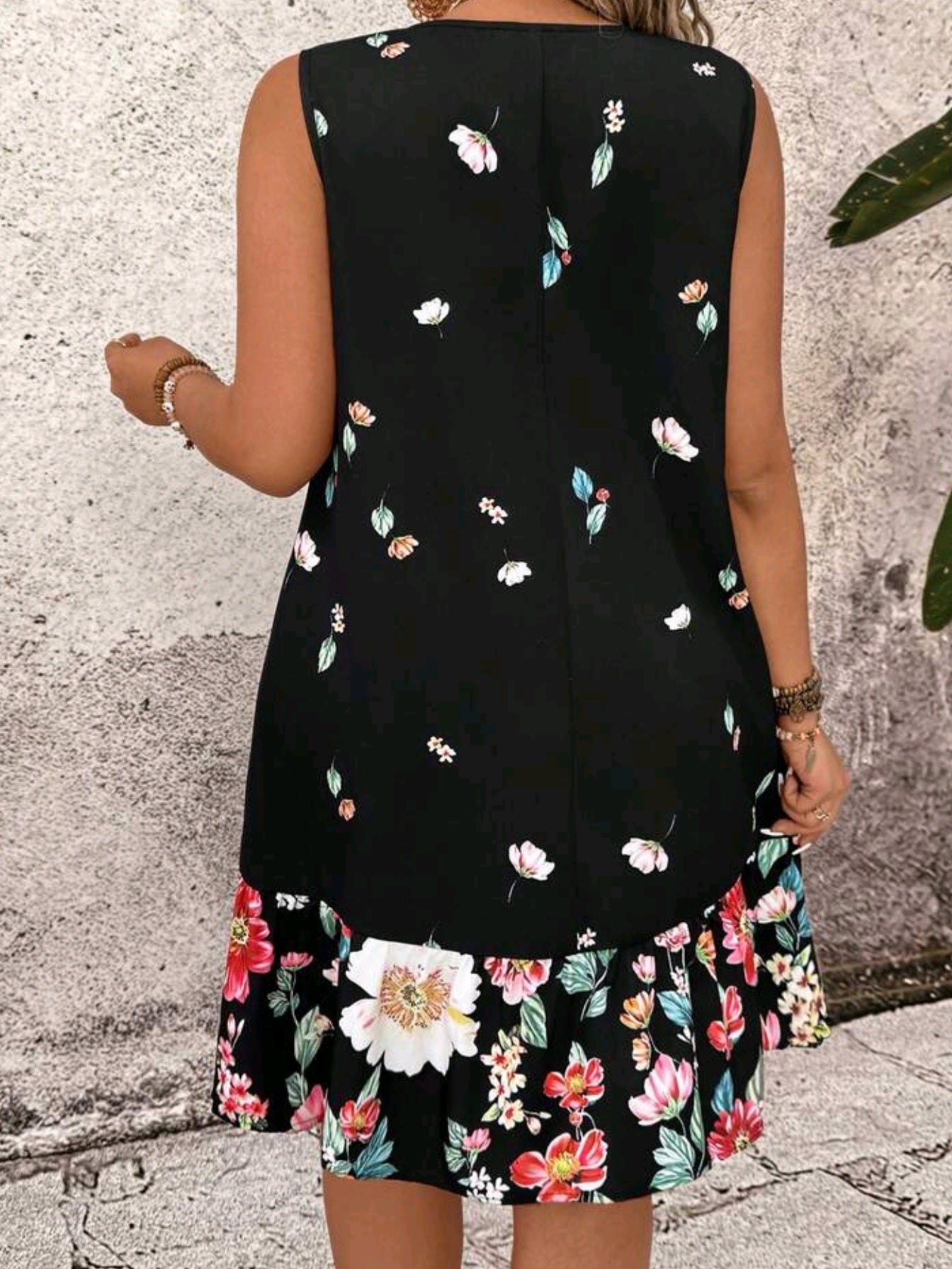 8121 Floral Print Casual Sleeveless Dress