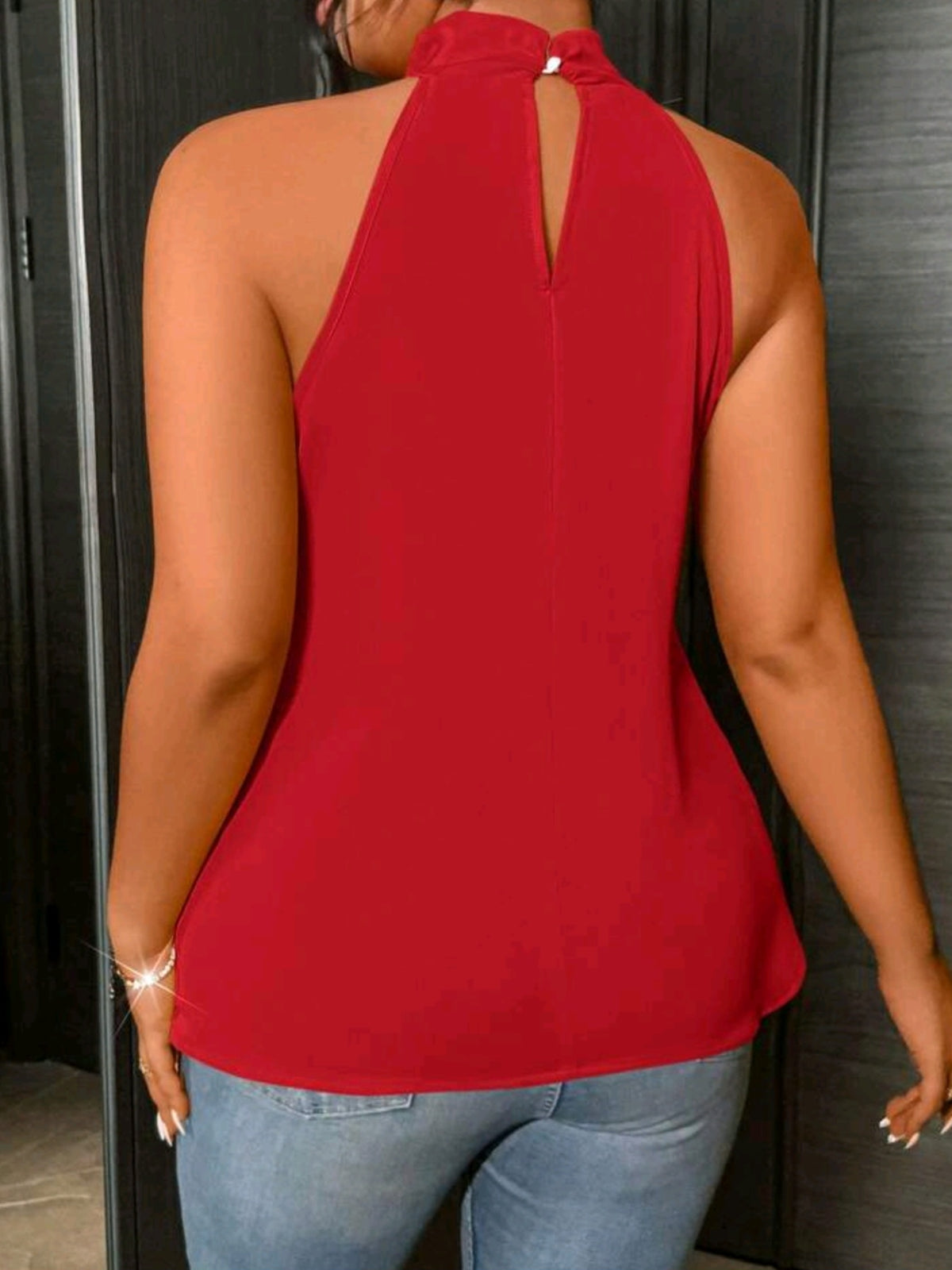 4361 3D Floral Ruffle Neck Blouse